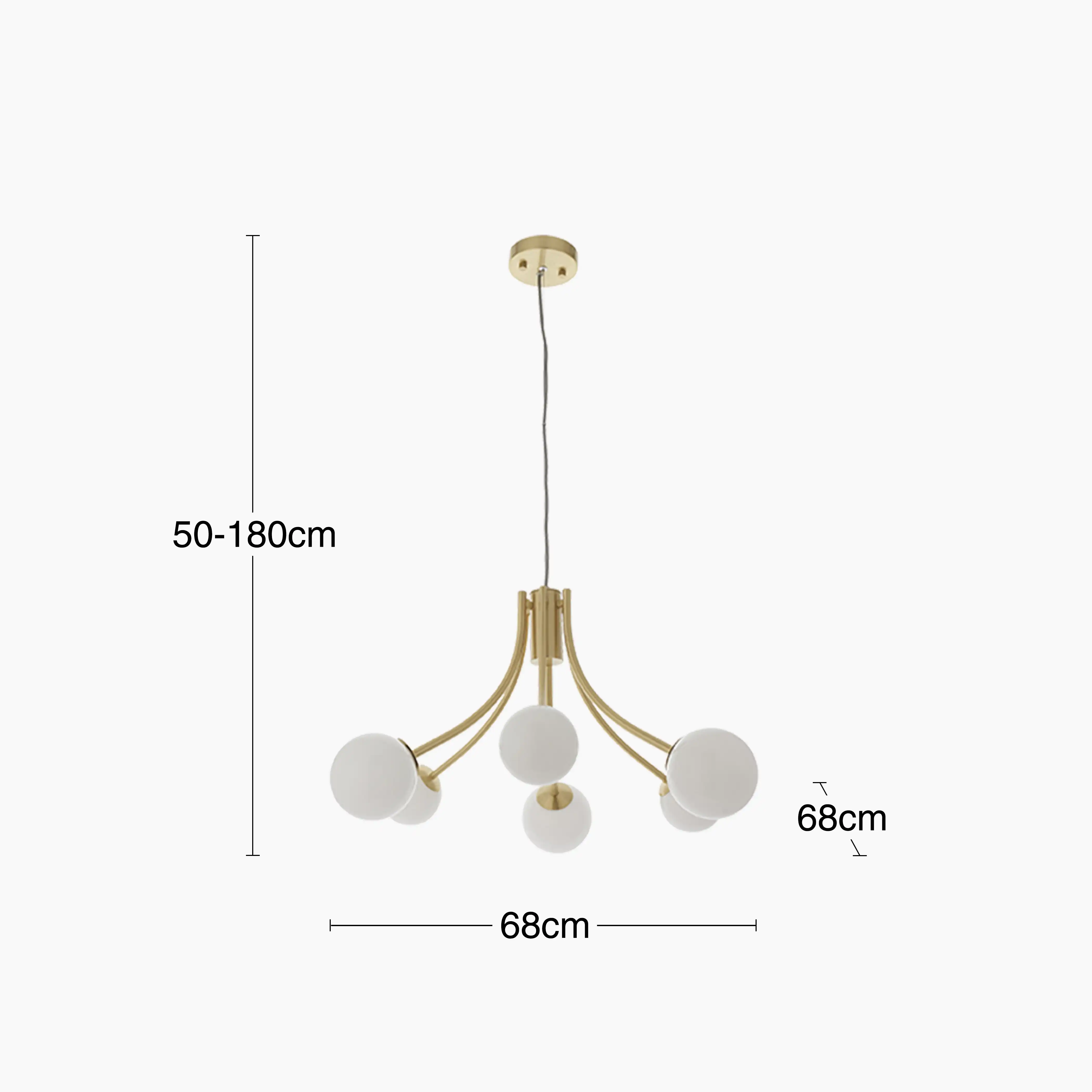 Bloom 6 Light Pendant Light | Opal & Brass - Image 9