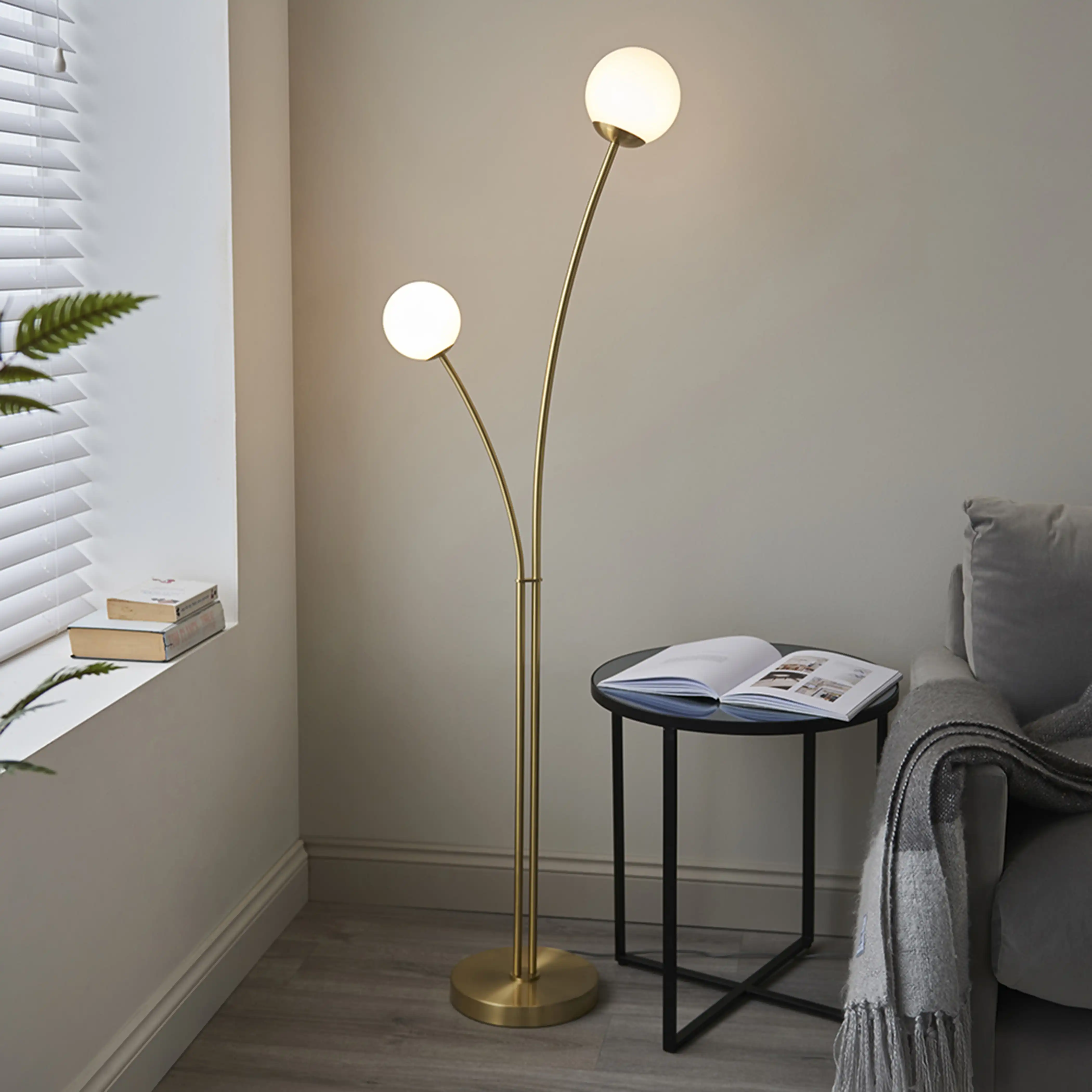 Bloom Floor Lamp | Opal & Brass - Image 2