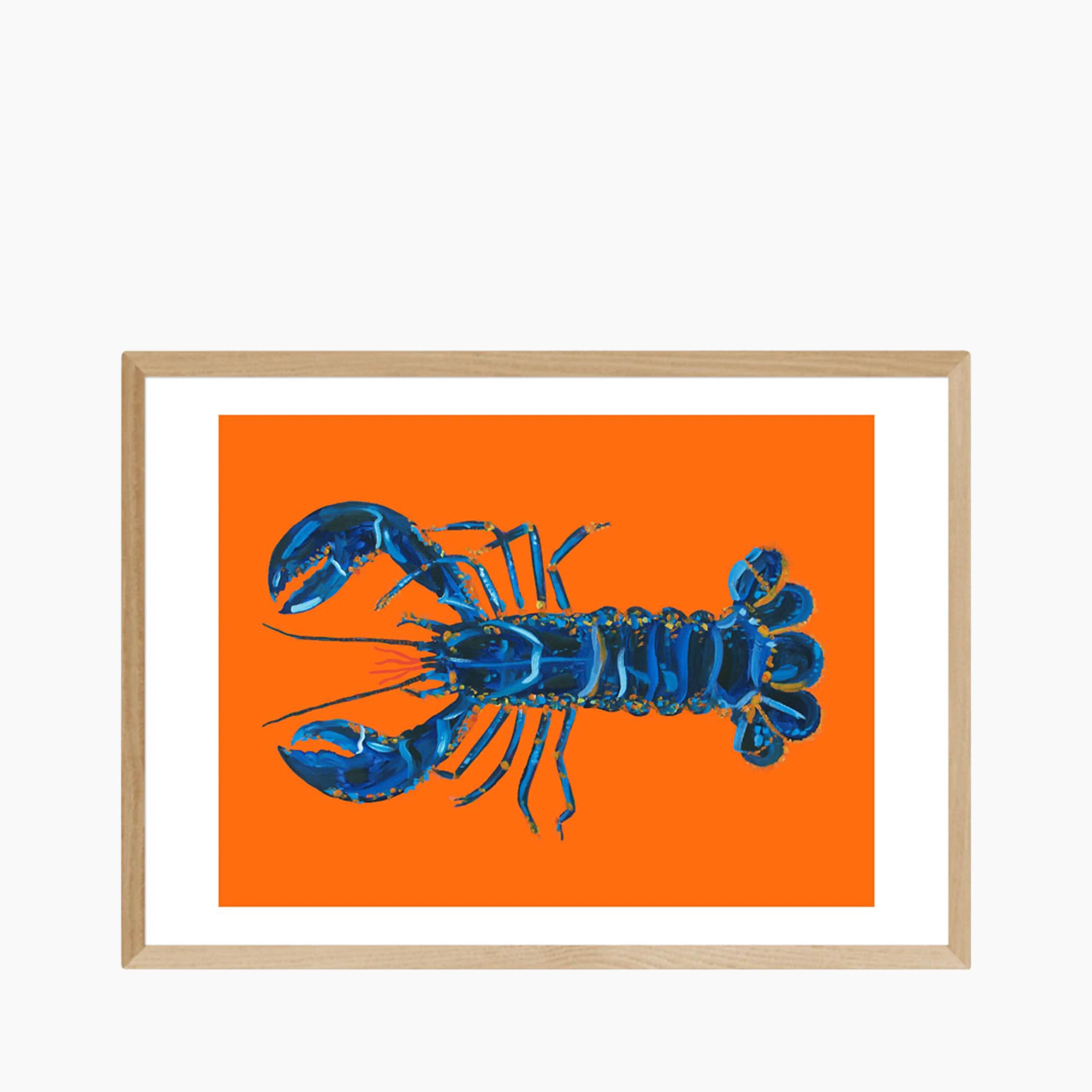 Blue Lobster On Orange Graphic Print - Image 9