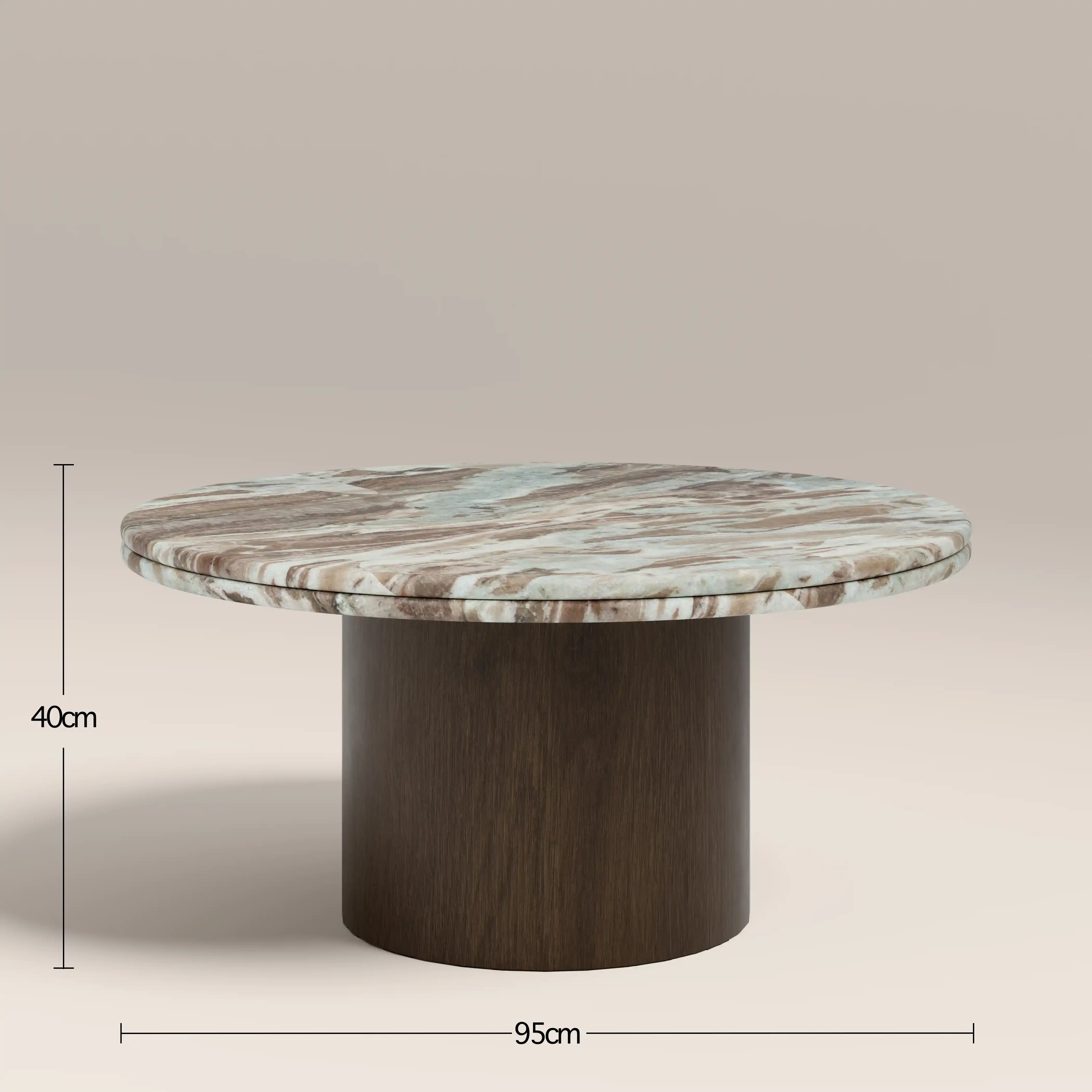 Bond Round Coffee Table | French Riviera Marble & Walnut - Image 3