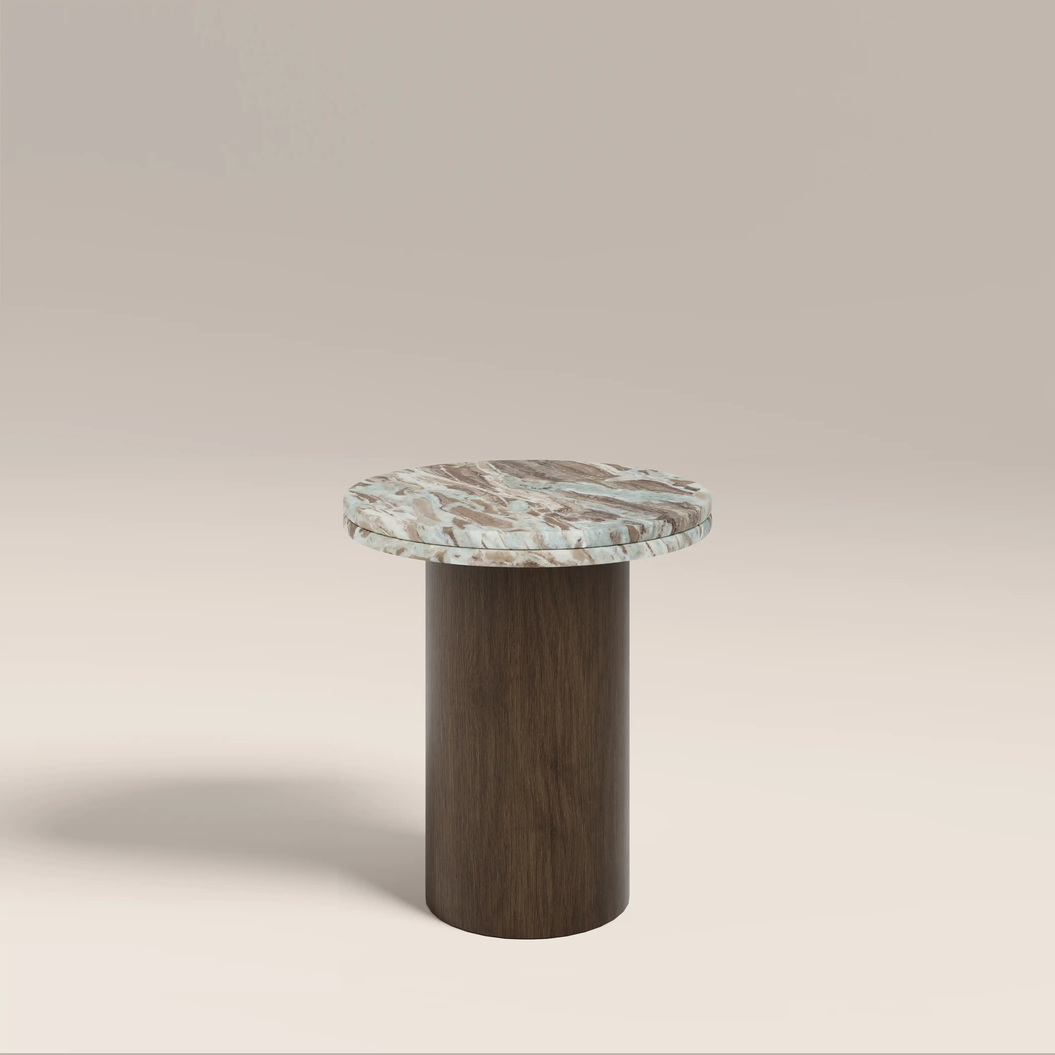 Bond Round Side Table | French Riviera Marble & Walnut - Image 2