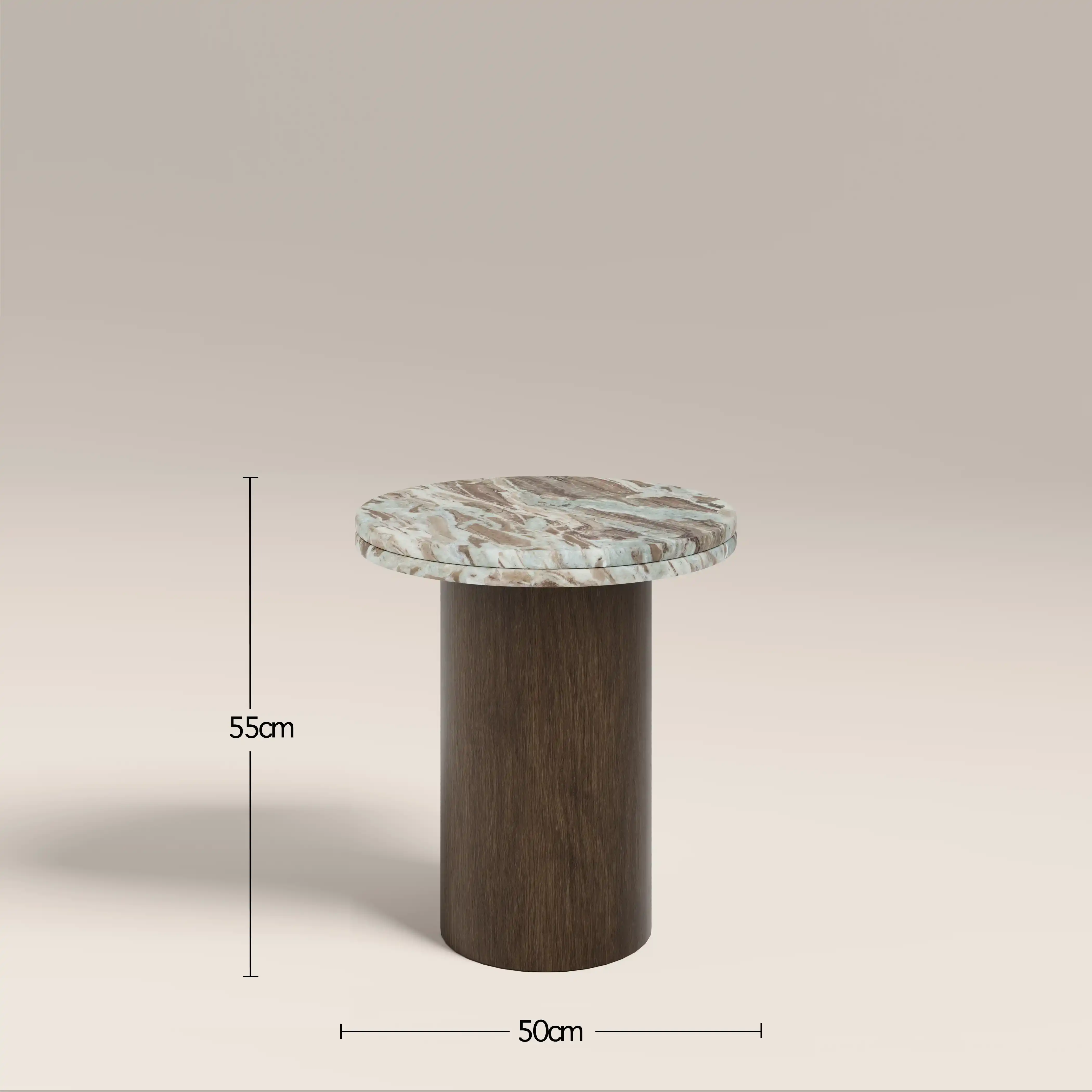Bond Round Side Table | French Riviera Marble & Walnut - Image 4