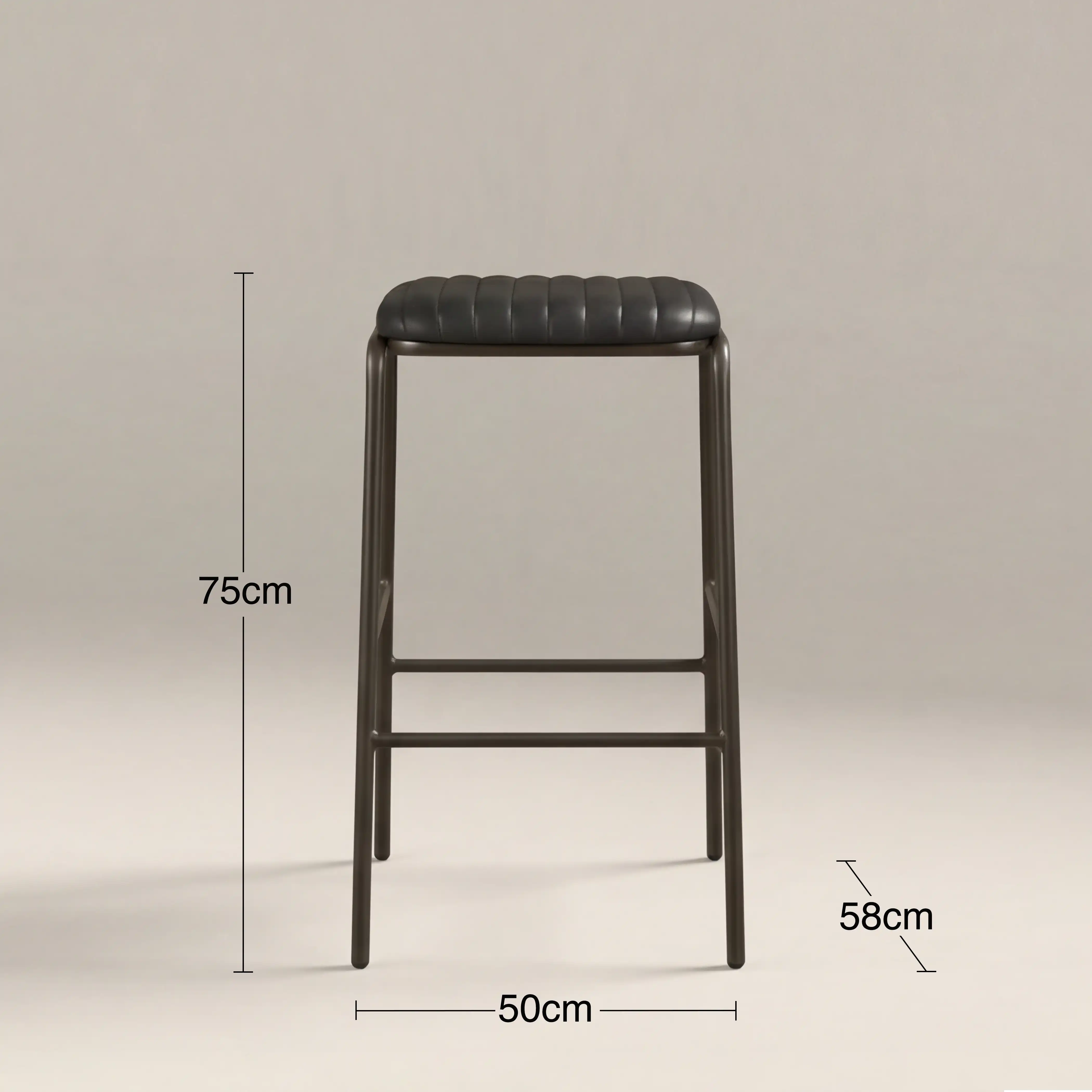 Boston Bar Stool | Vintage Black Faux Leather & Black - Image 6