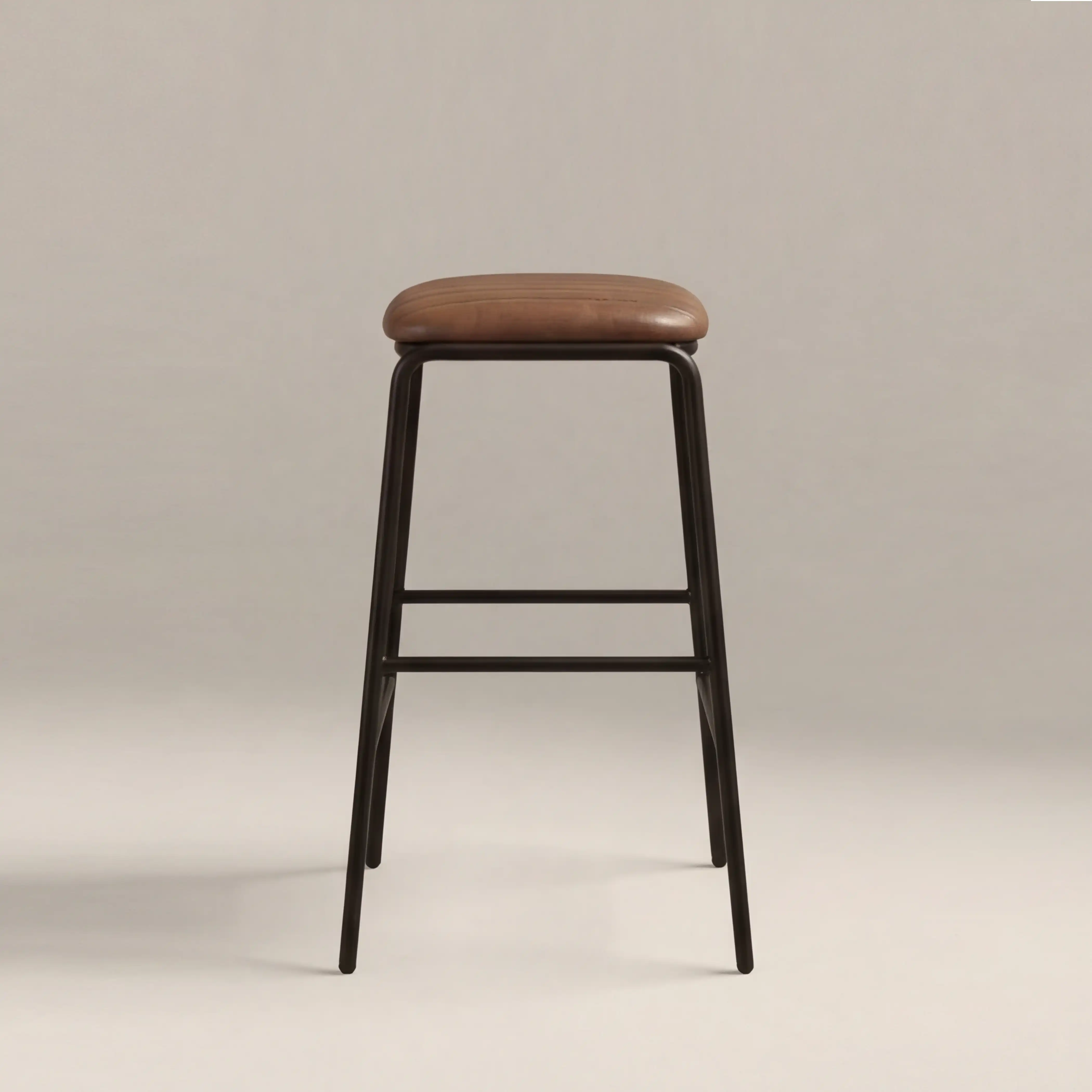 Boston Bar Stool | Vintage Tan Faux Leather & Black - Image 5