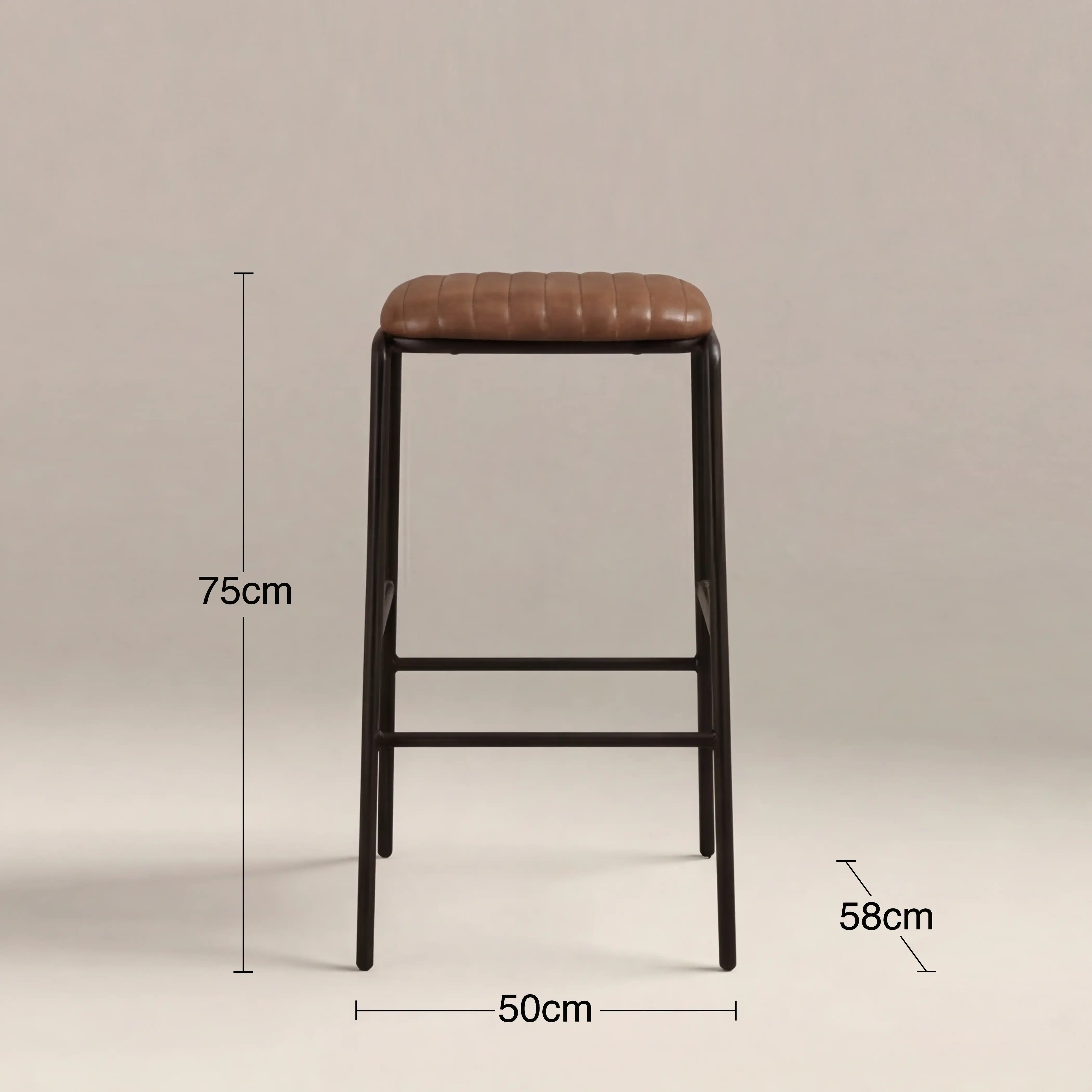 Boston Bar Stool | Vintage Tan Faux Leather & Black - Image 6
