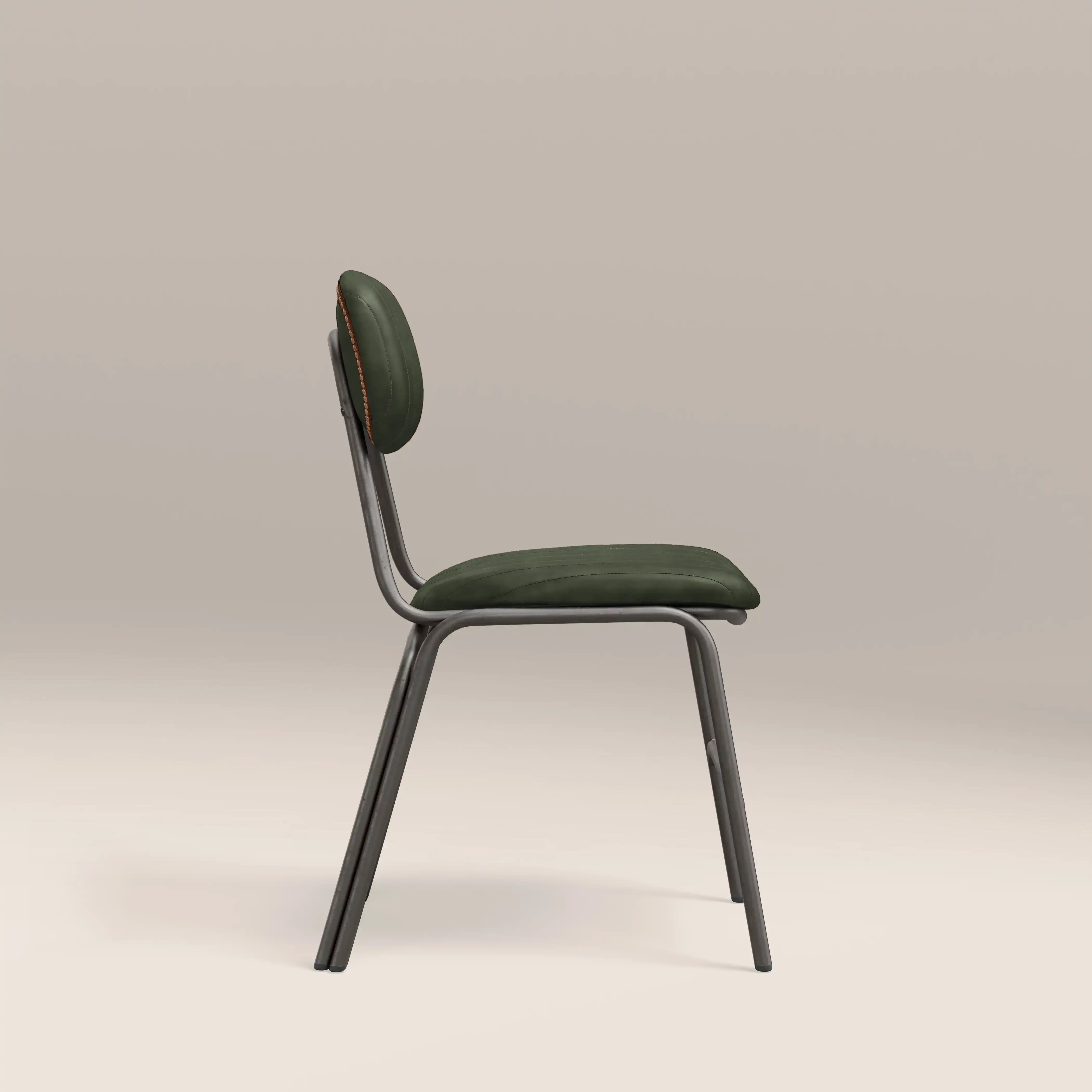 Boston Dining Chair | Dark Green Faux Leather & Gunmetal - Image 4