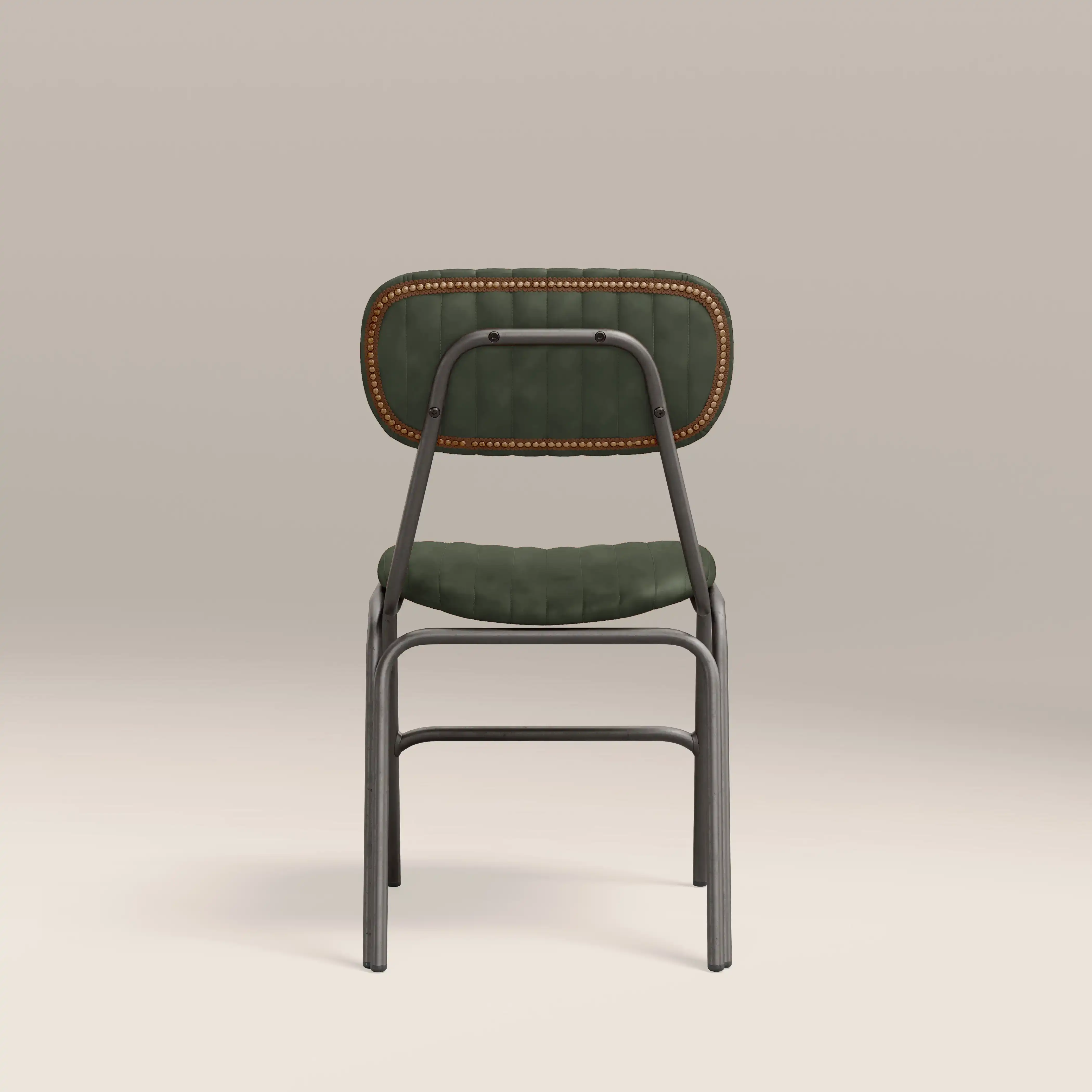 Boston Dining Chair | Dark Green Faux Leather & Gunmetal - Image 6