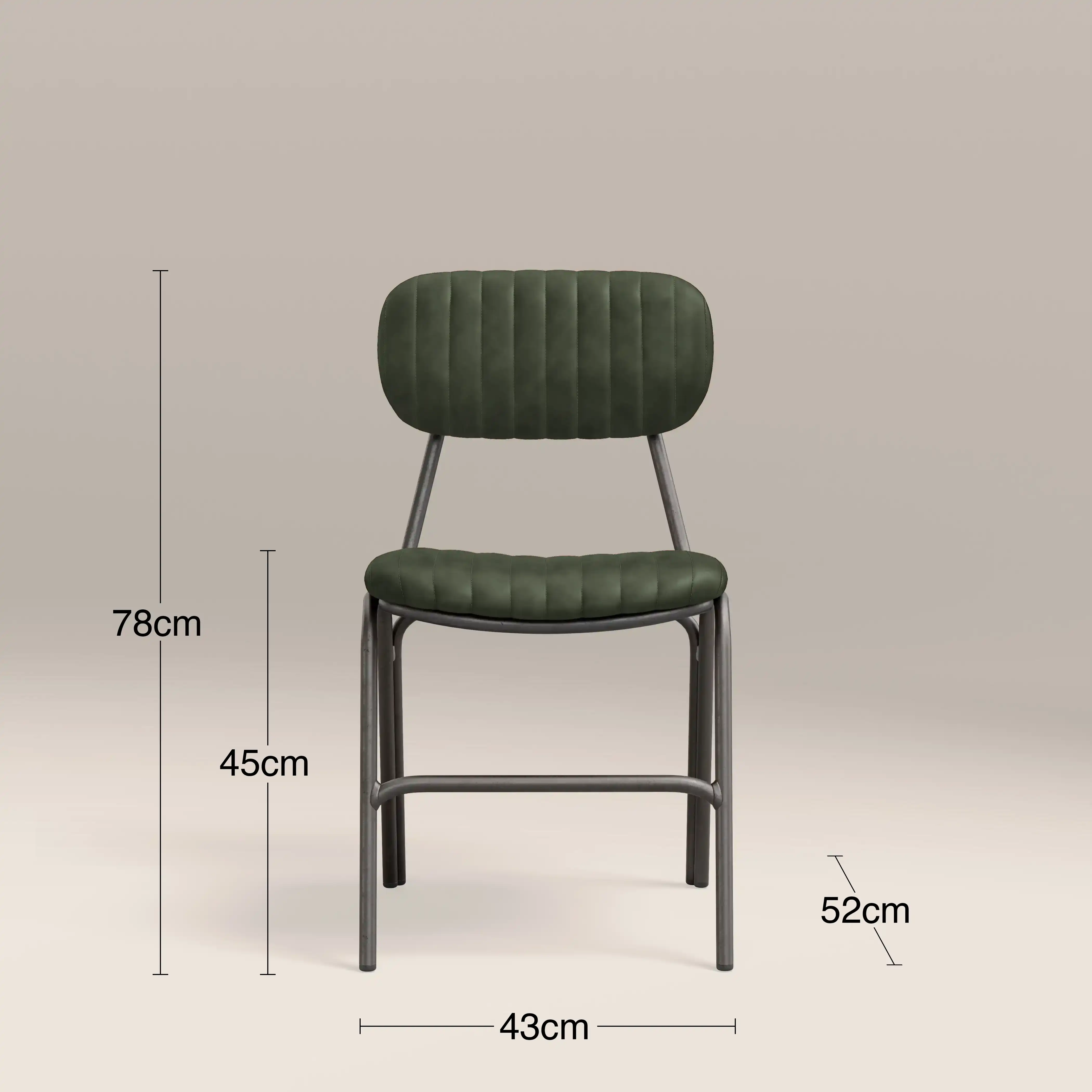 Boston Dining Chair | Dark Green Faux Leather & Gunmetal - Image 7