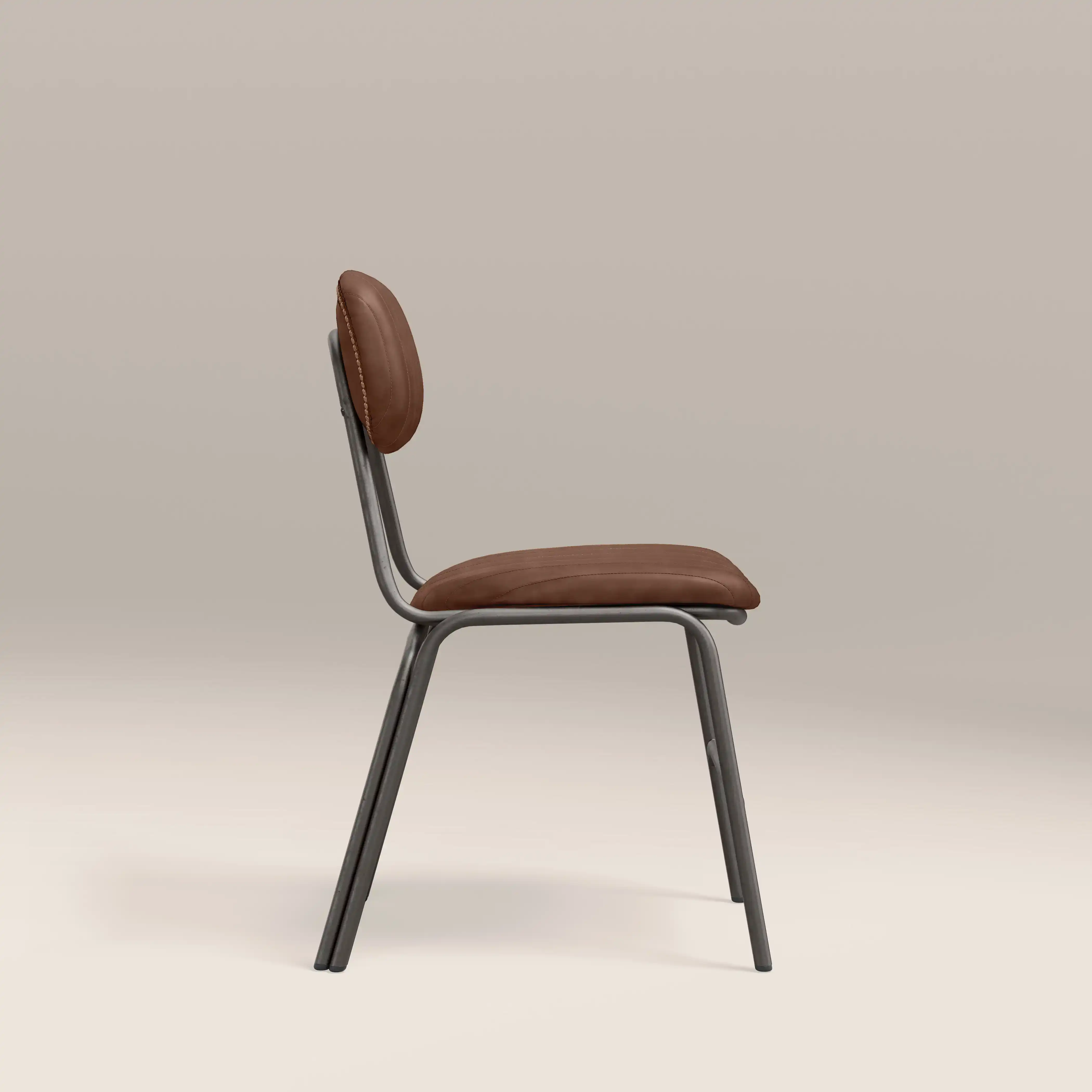 Boston Dining Chair | Tan Faux Leather & Gunmetal - Image 3