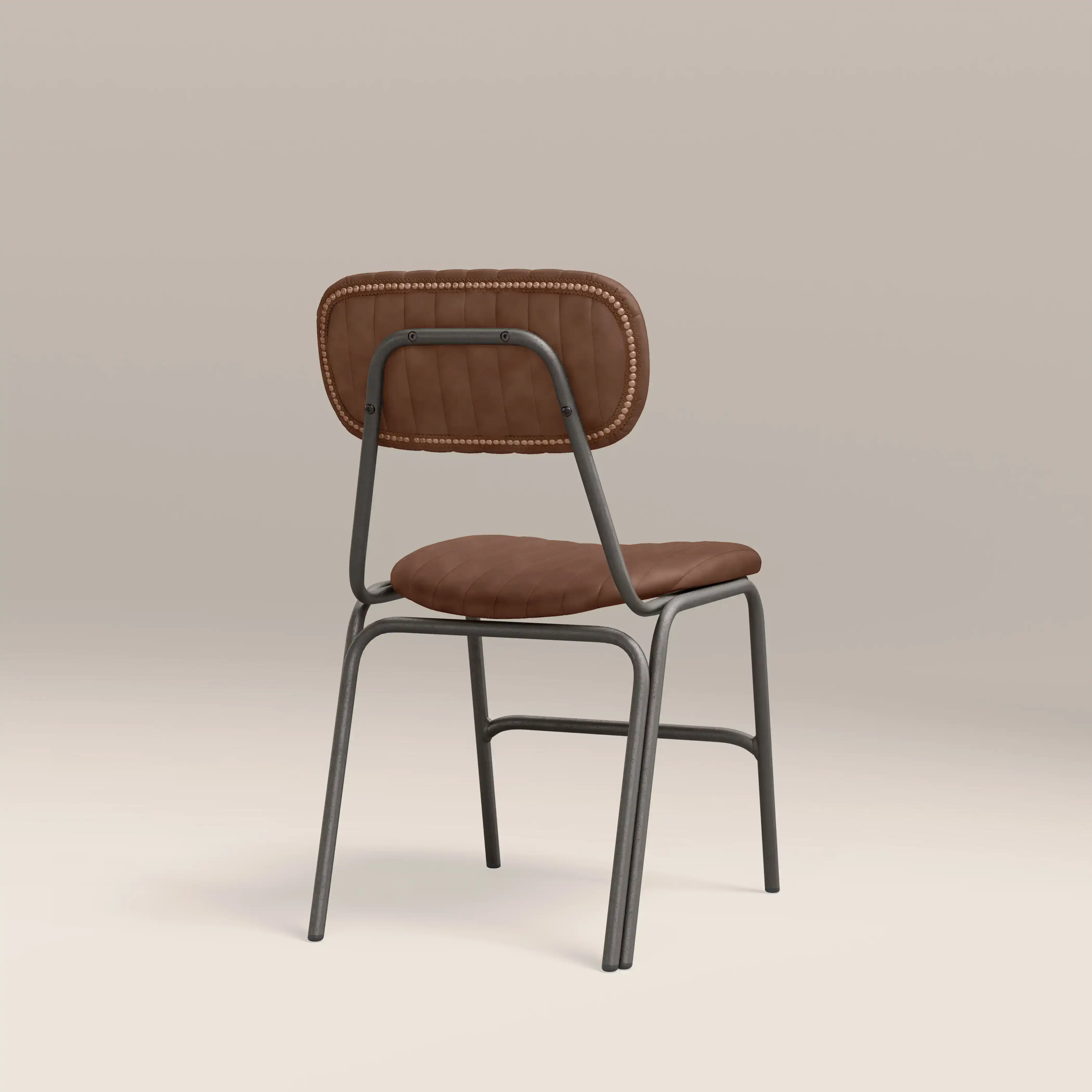 Boston Dining Chair | Tan Faux Leather & Gunmetal - Image 4