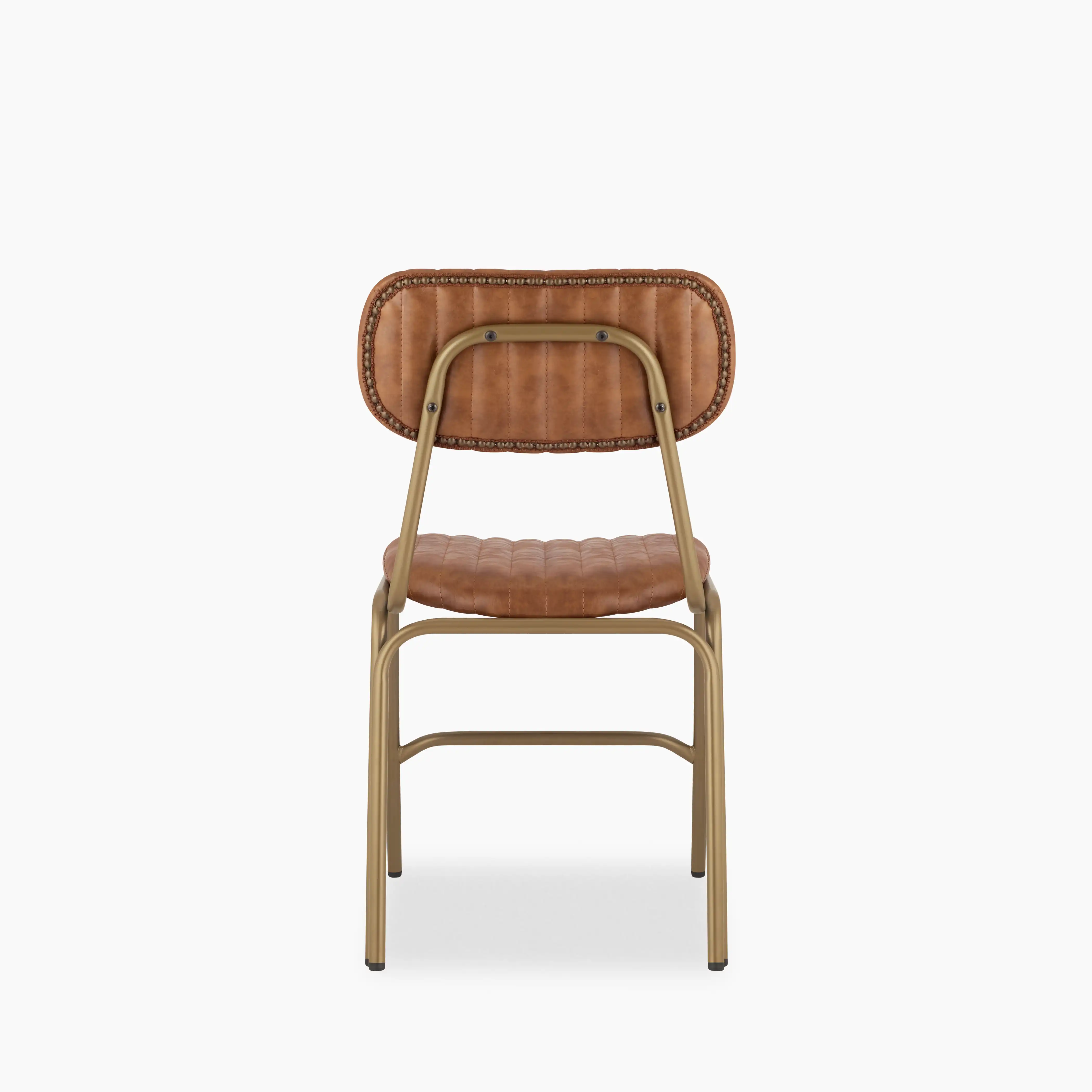 Boston Dining Chair | Vintage Tan Faux Leather & Brass - Image 4