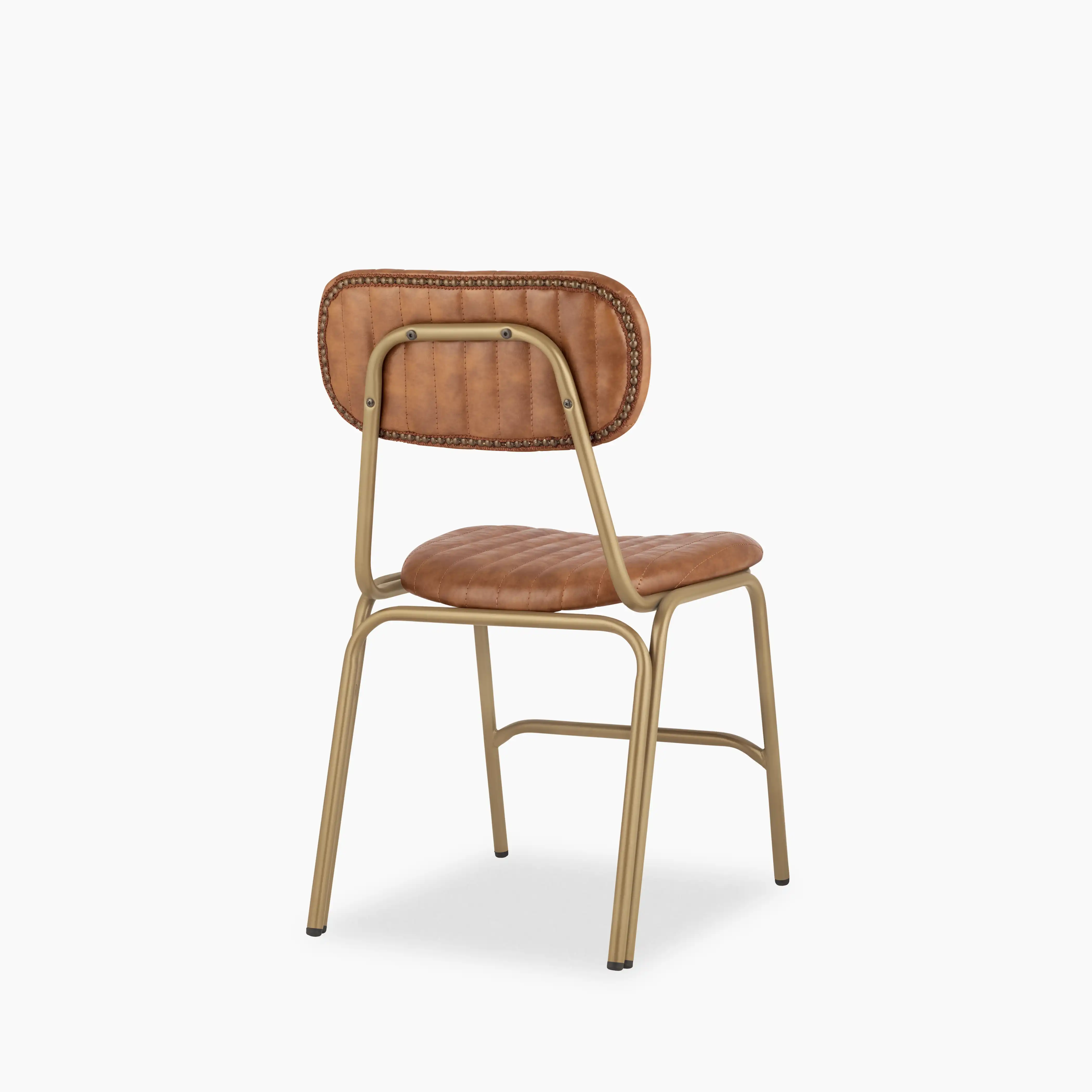 Boston Dining Chair | Vintage Tan Faux Leather & Brass - Image 5