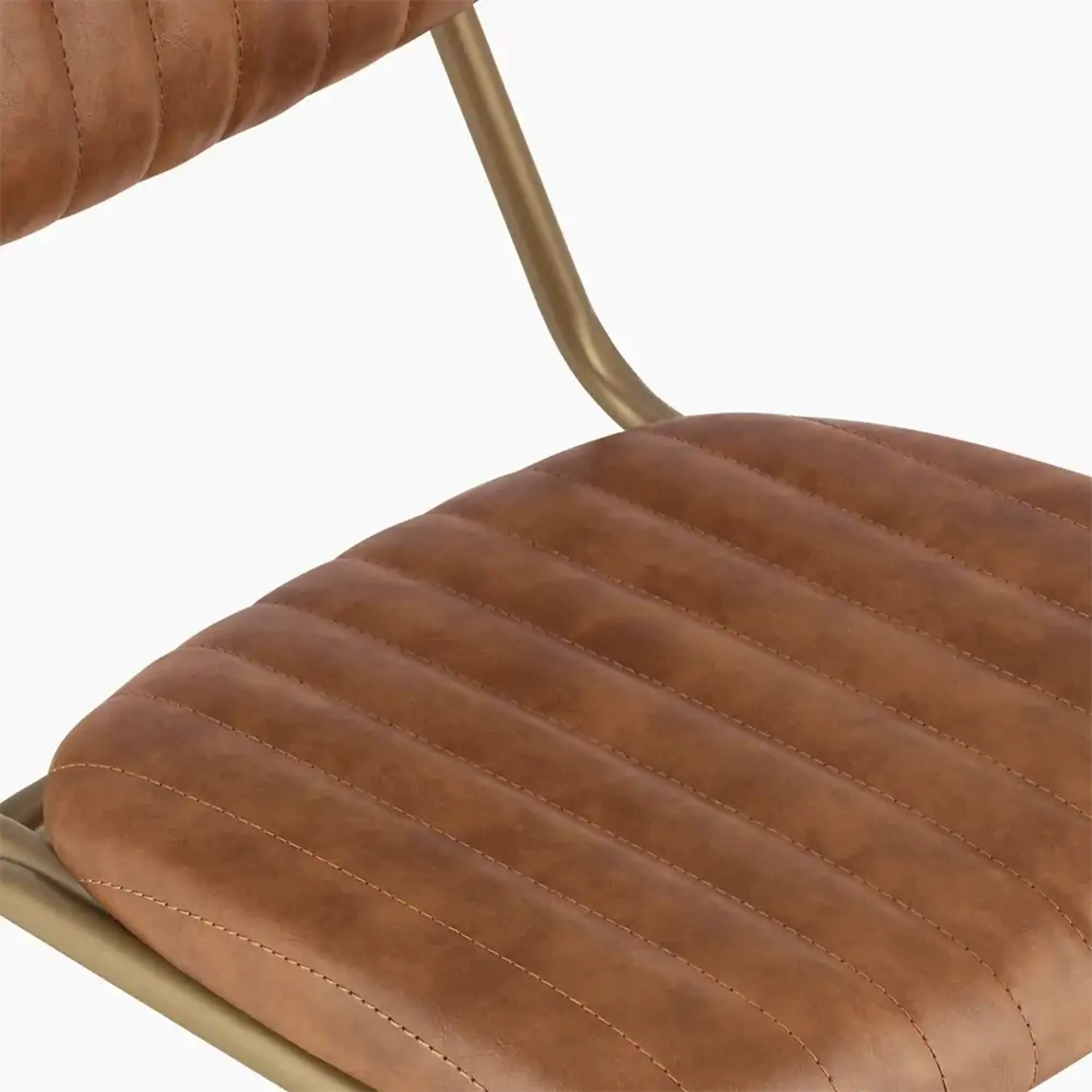 Boston Dining Chair | Vintage Tan Faux Leather & Brass - Image 6