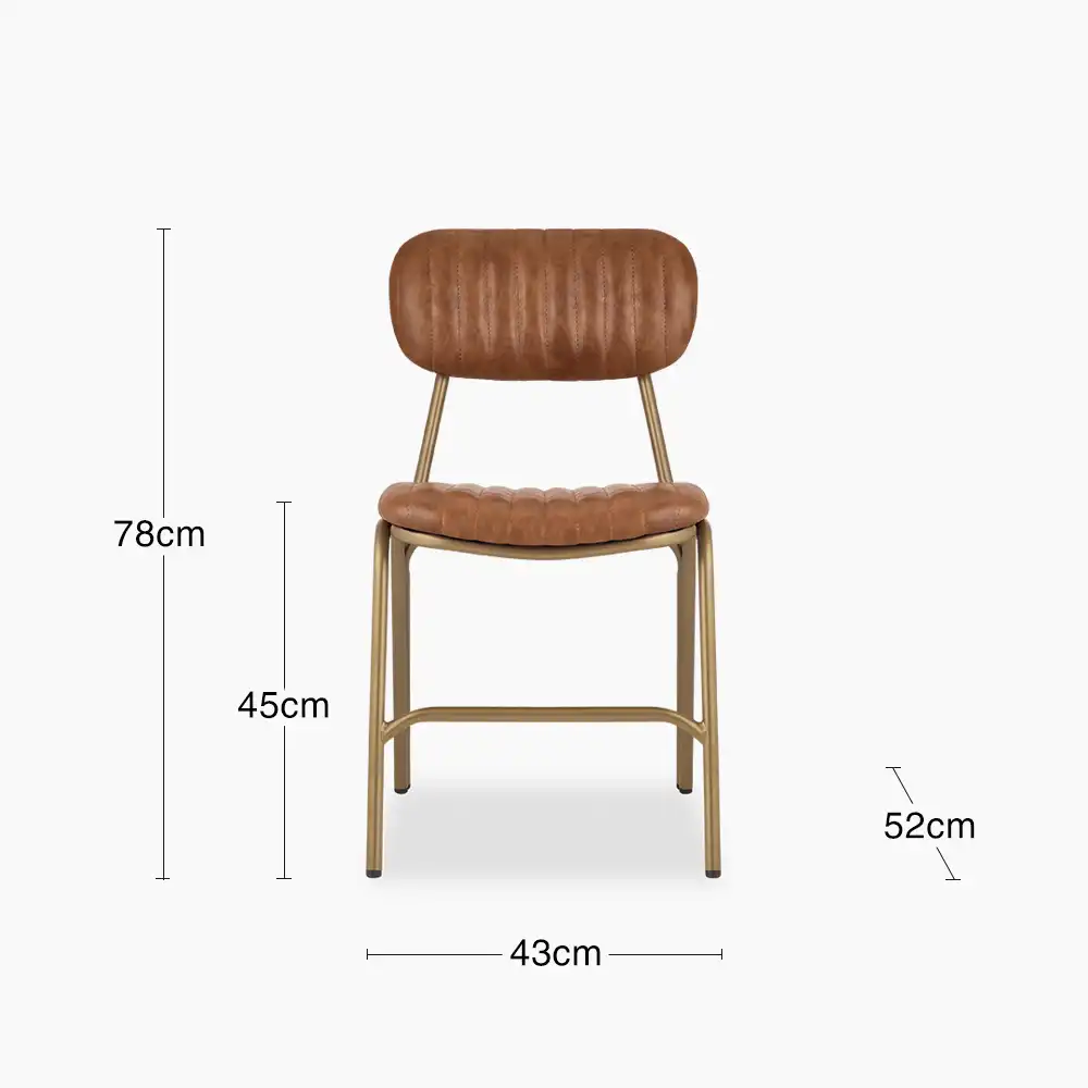 Boston Dining Chair | Vintage Tan Faux Leather & Brass - Image 7