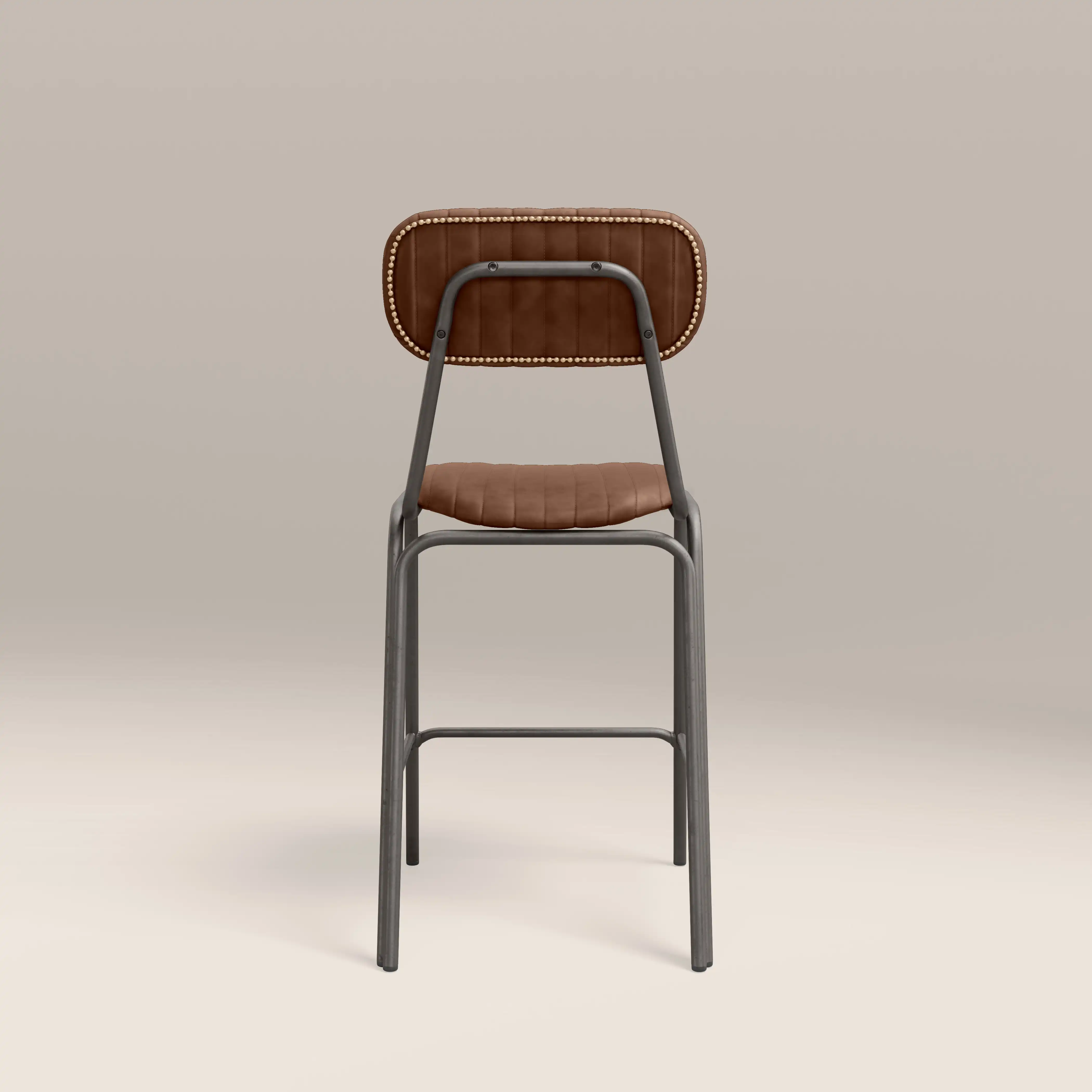 Boston Kitchen Stool With Backrest | Tan Faux Leather & Gunmetal - Image 7