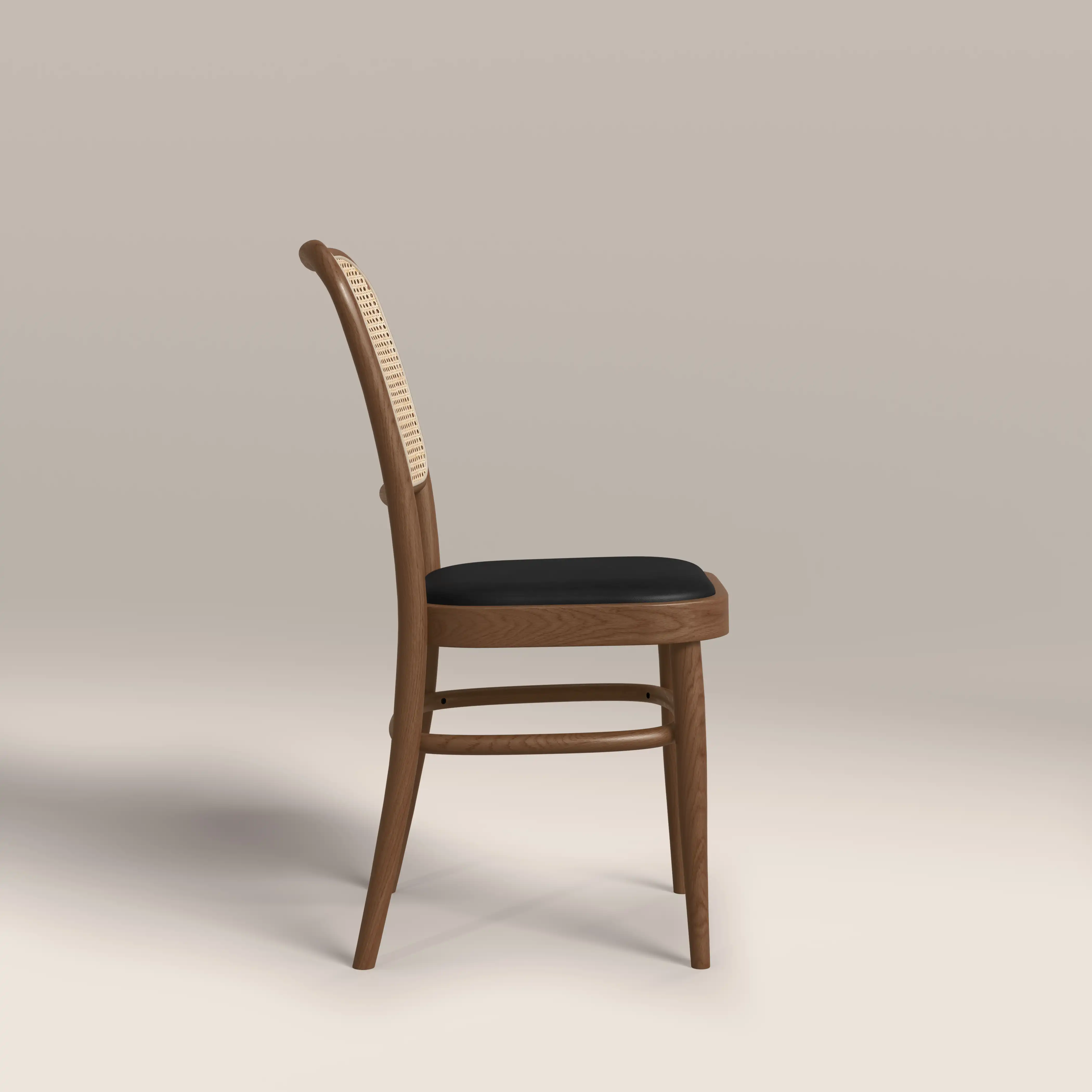 Bourne Wooden Dining Chair | Vintage Black Faux Leather & Walnut - Image 4