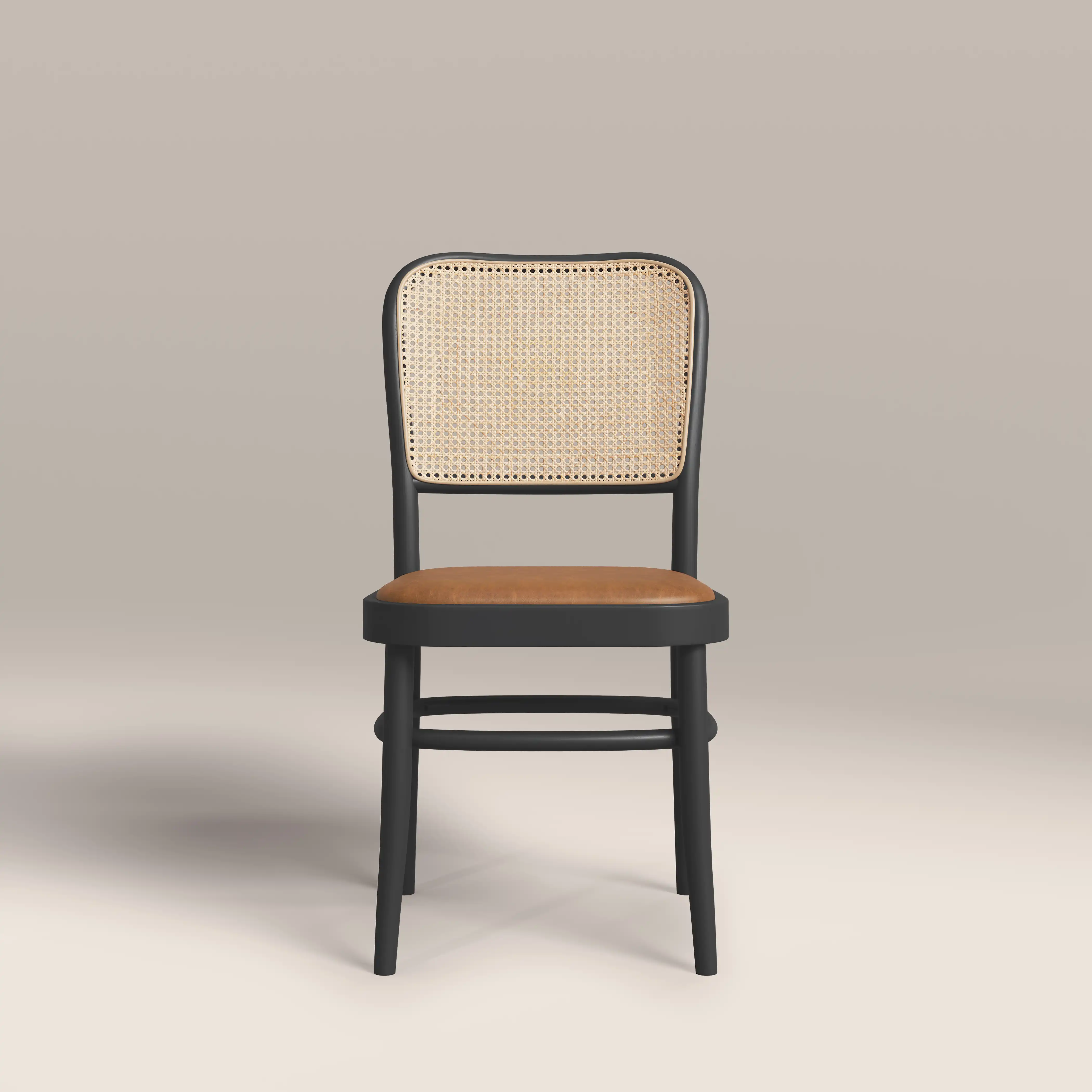 Bourne Wooden Dining Chair | Vintage Tan Faux Leather & Black - Image 4