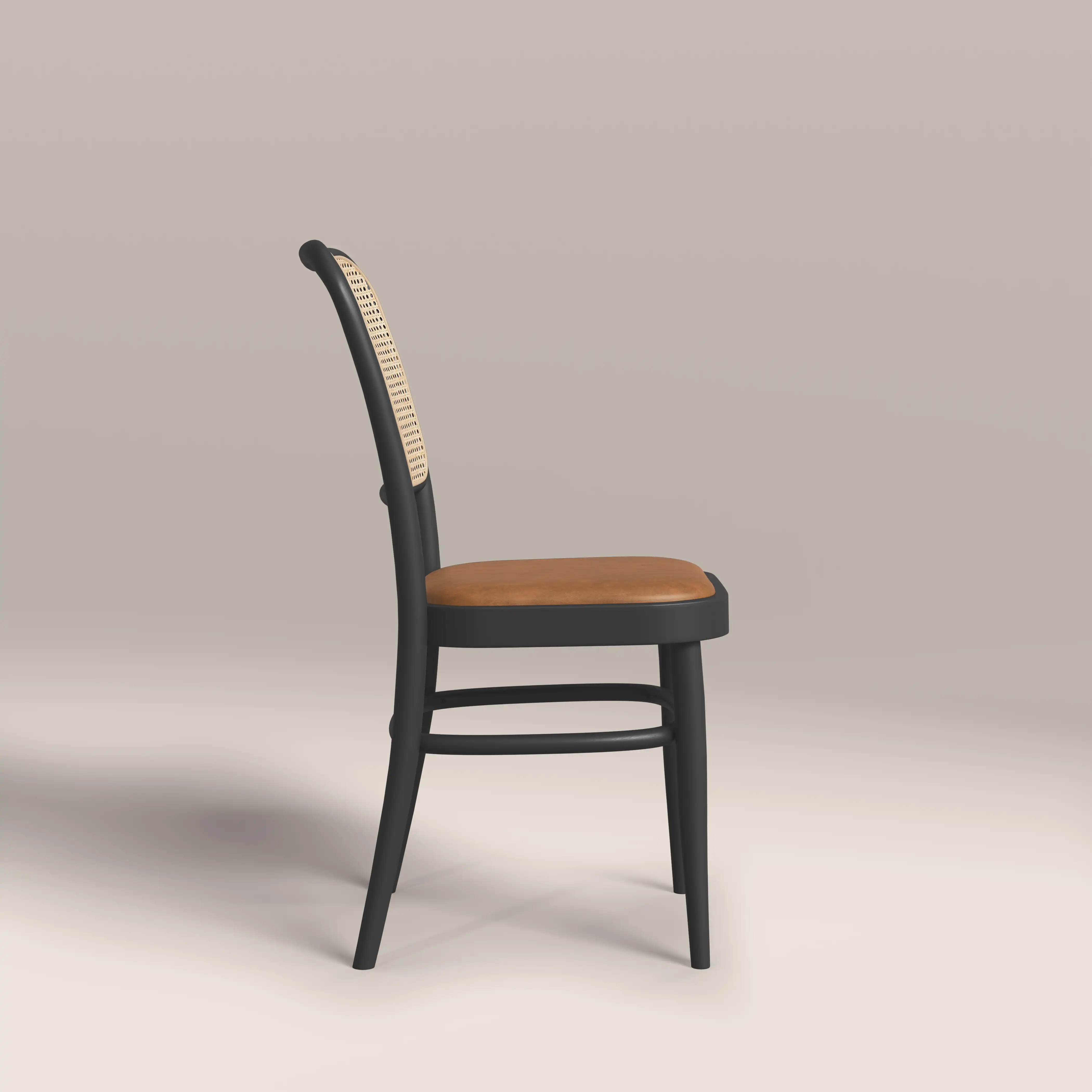 Bourne Wooden Dining Chair | Vintage Tan Faux Leather & Black - Image 5