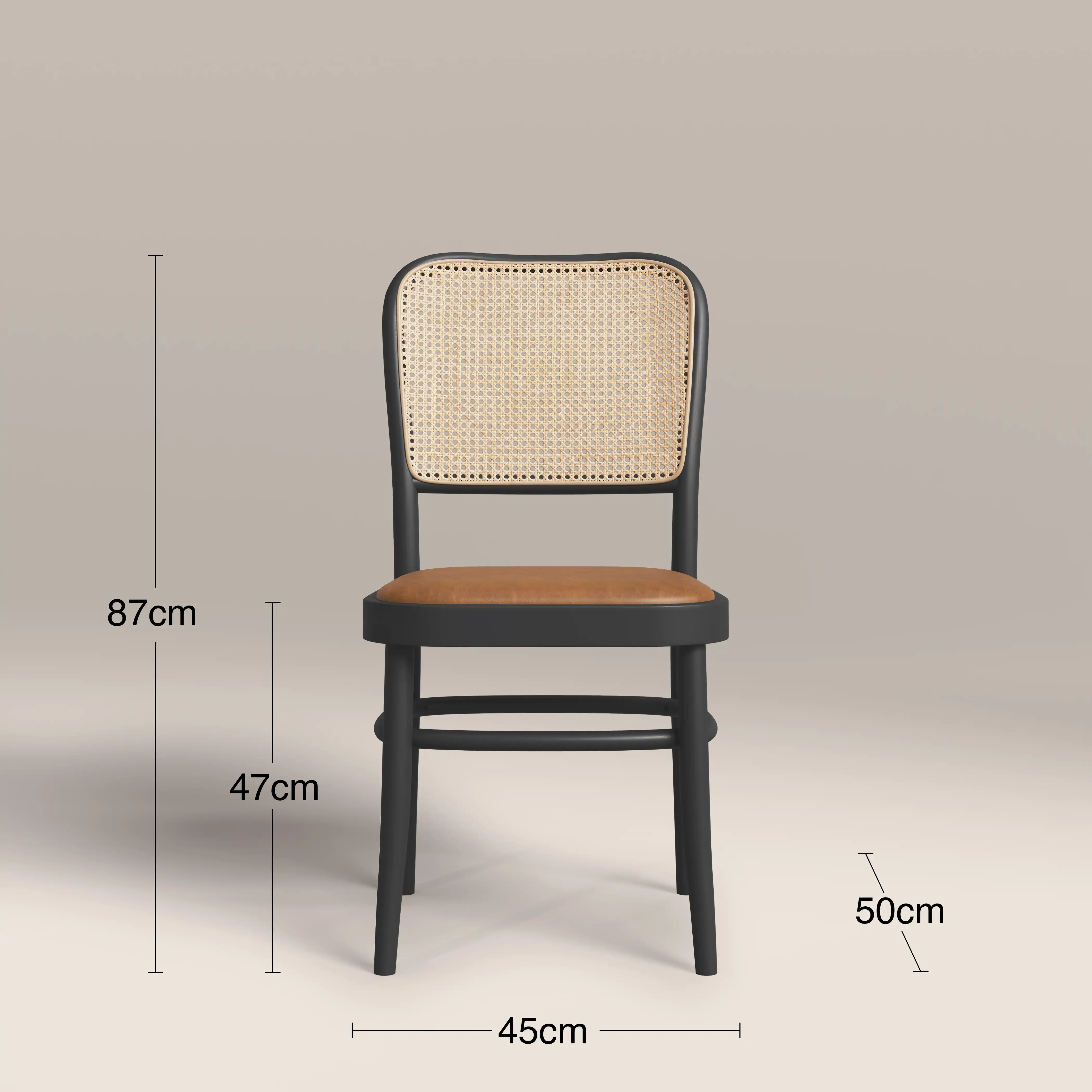 Bourne Wooden Dining Chair | Vintage Tan Faux Leather & Black - Image 8