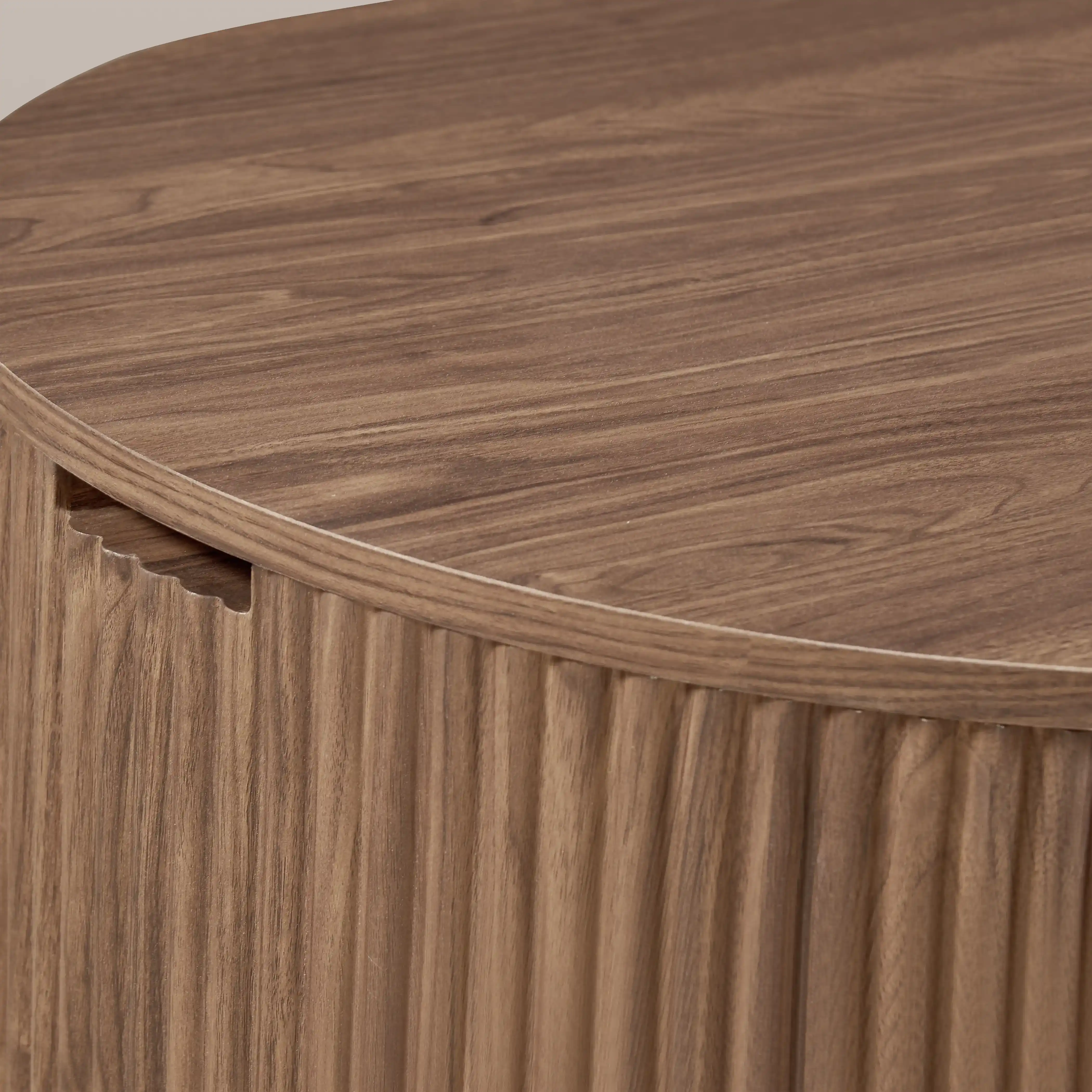 Brey Round Wooden Storage Coffee Table | Walnut - Image 4