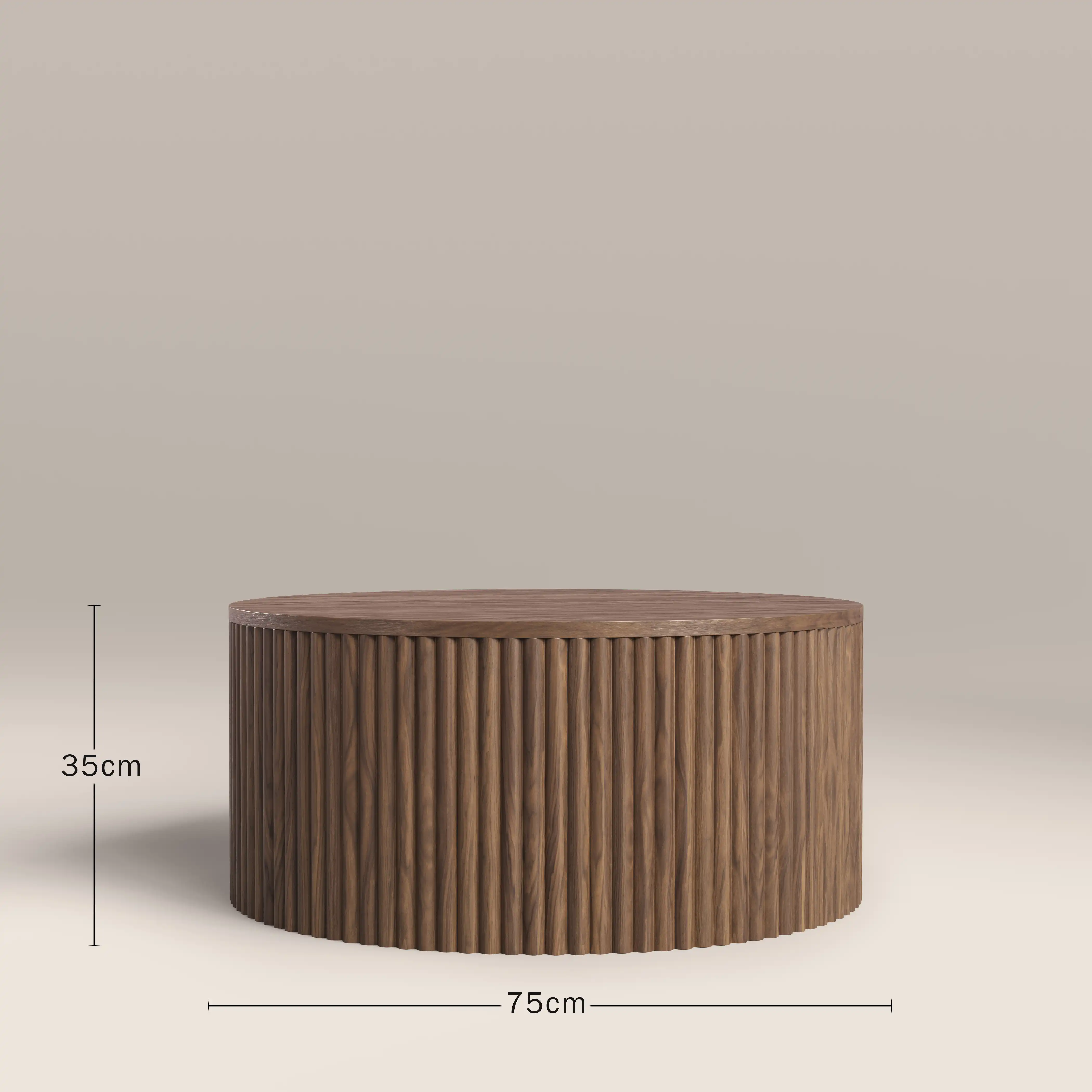Brey Round Wooden Storage Coffee Table | Walnut - Image 7