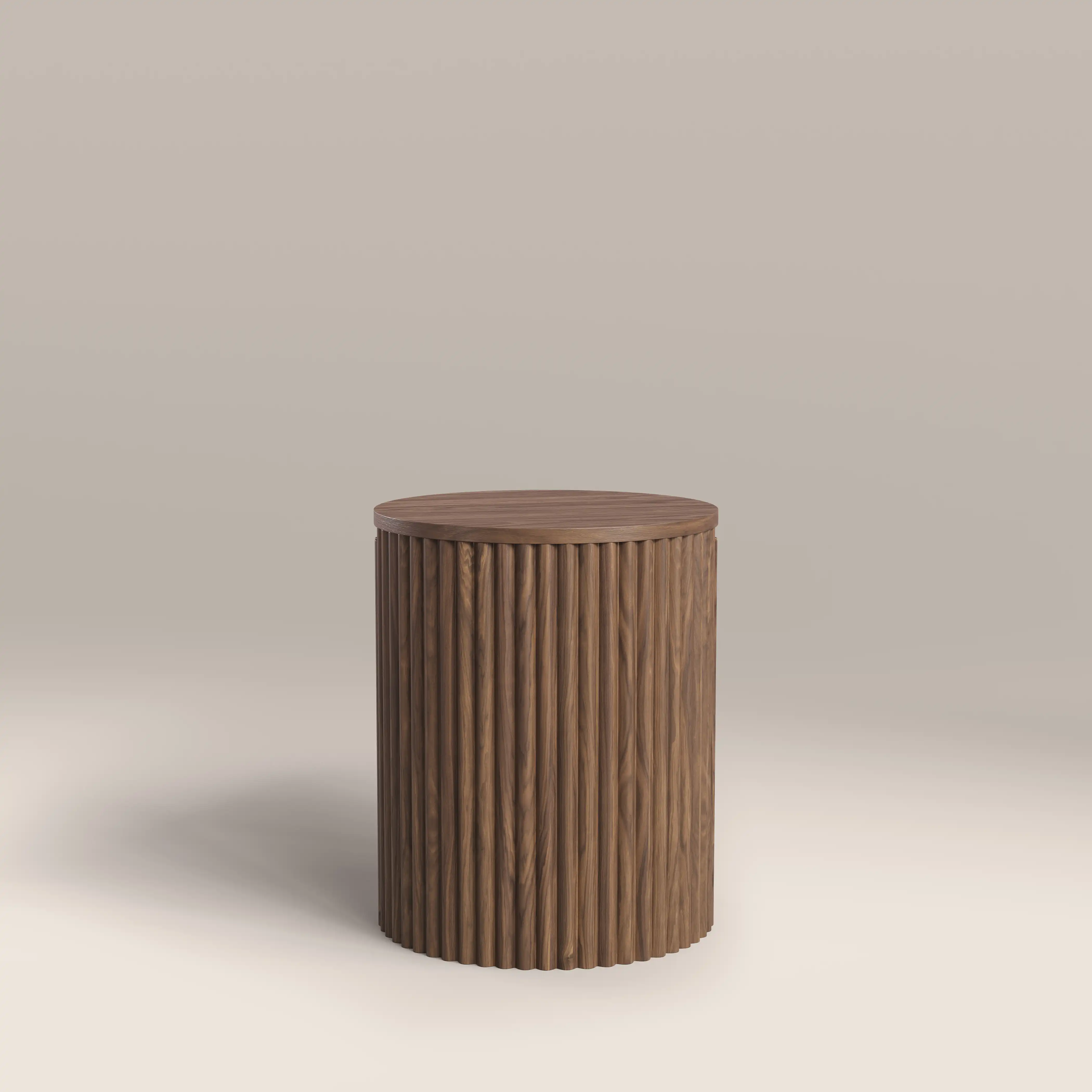 Brey Round Wooden Storage Side Table | Walnut - Image 6