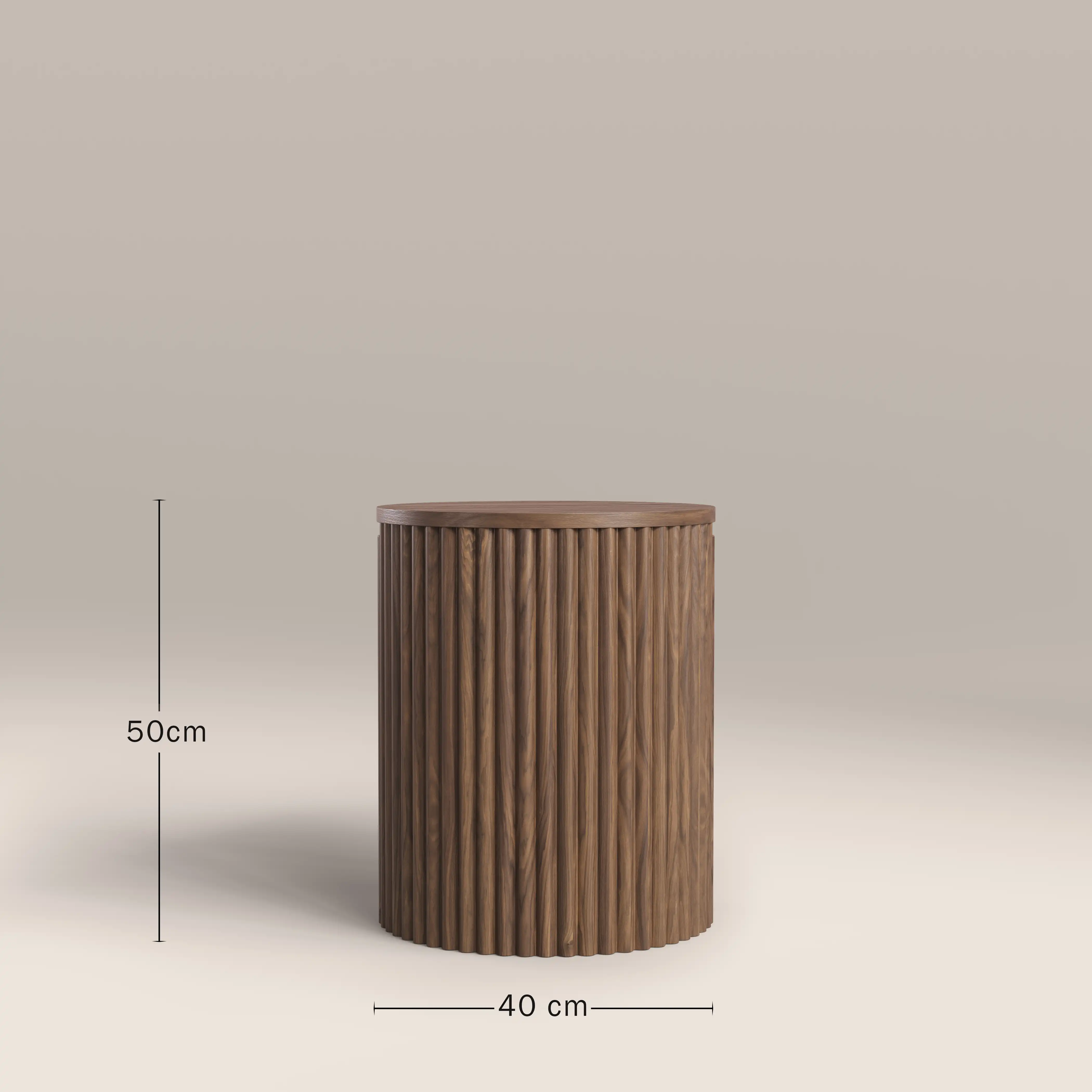 Brey Round Wooden Storage Side Table | Walnut - Image 7