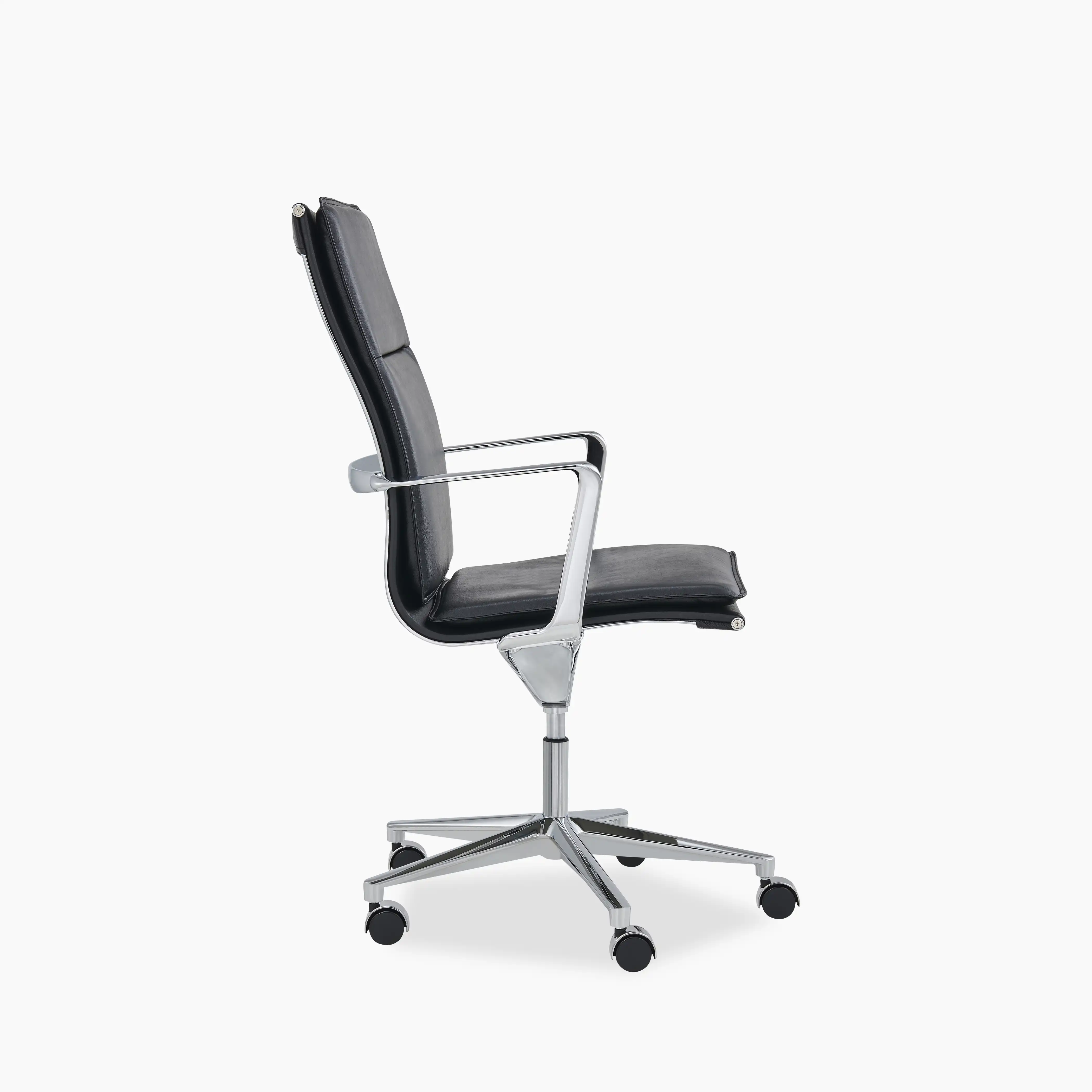 Bria High Back Office Chair | Black Faux Leather & Chrome - Image 4