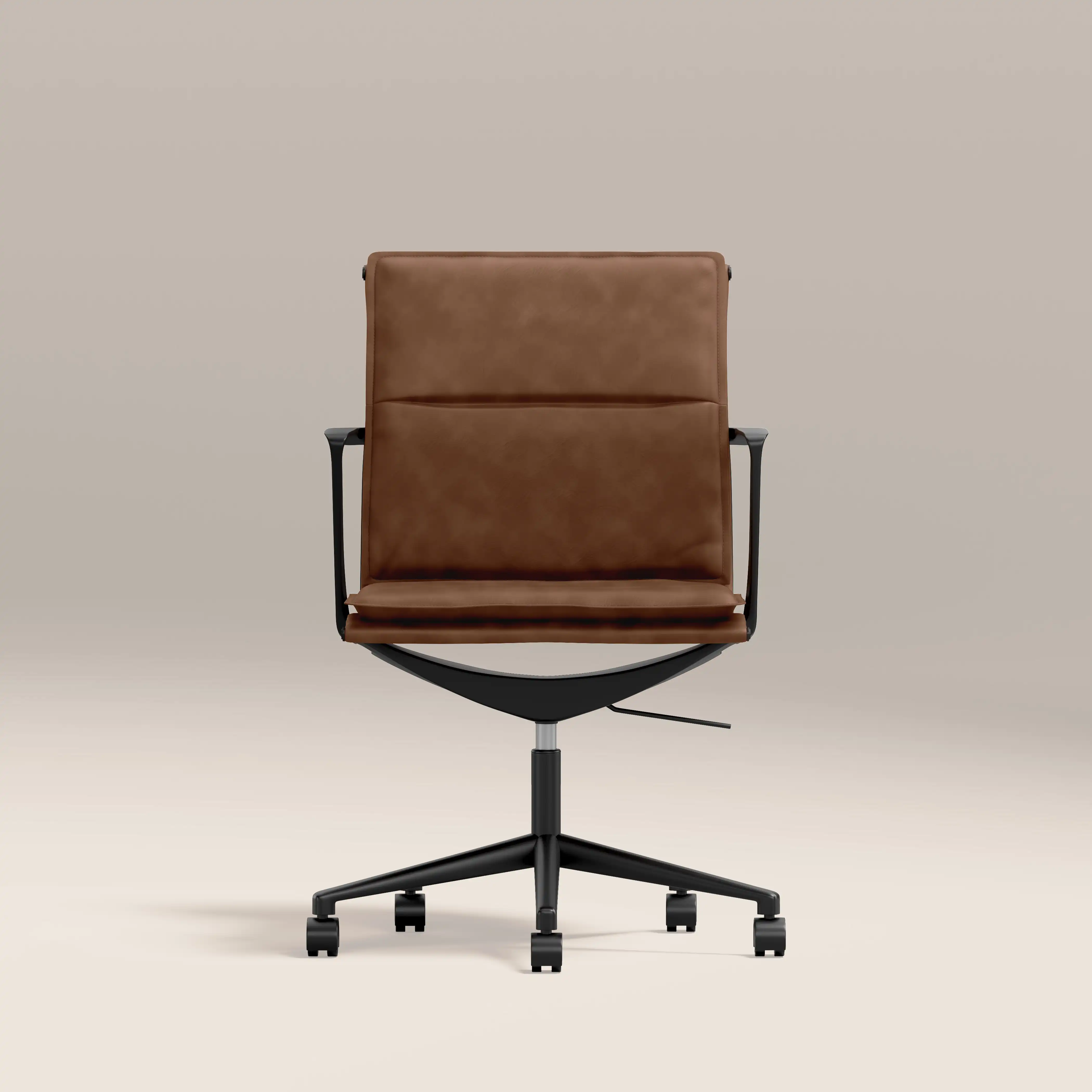 Bria Office Chair | Vintage Tan Faux Leather & Black - Image 3