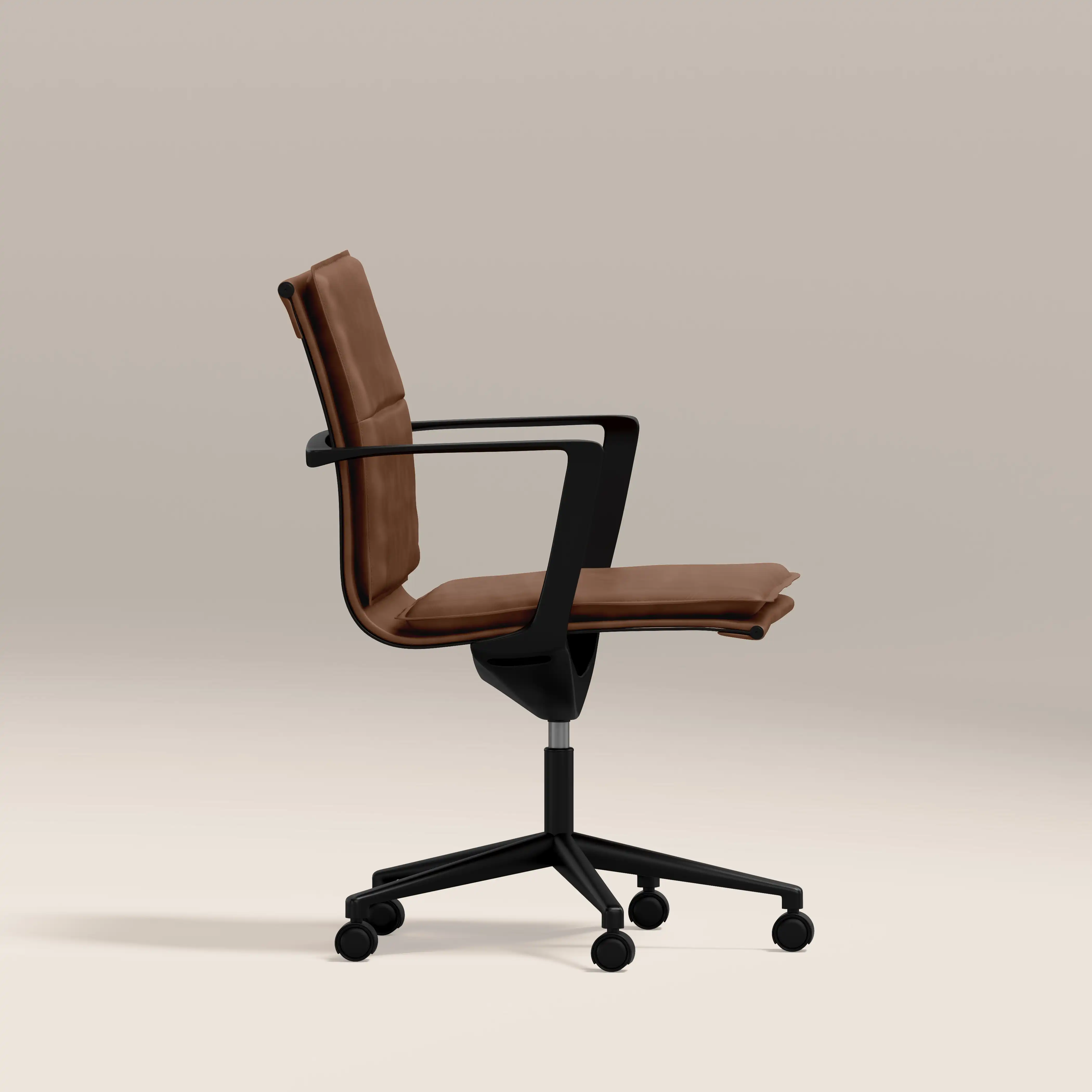 Bria Office Chair | Vintage Tan Faux Leather & Black - Image 4