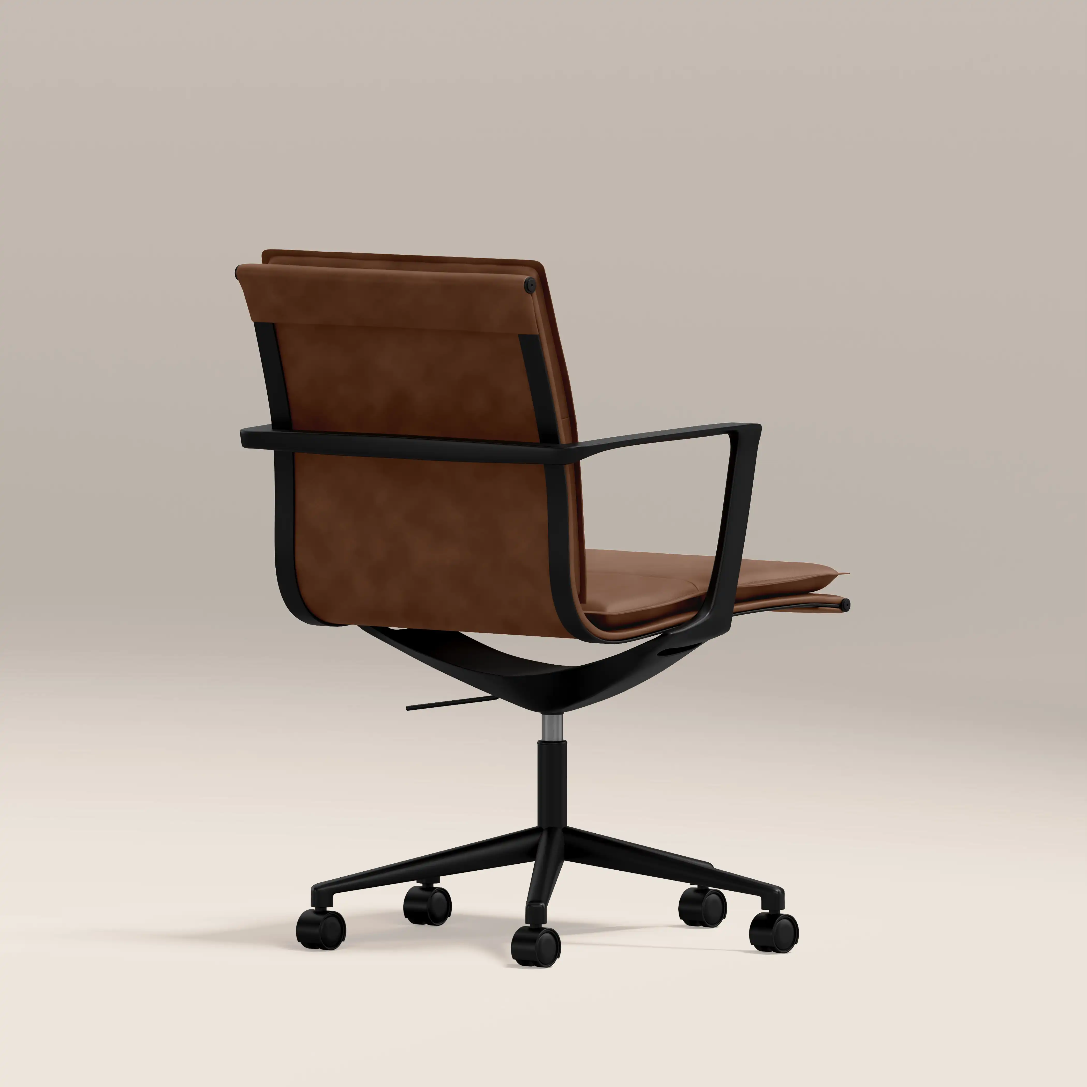 Bria Office Chair | Vintage Tan Faux Leather & Black - Image 5