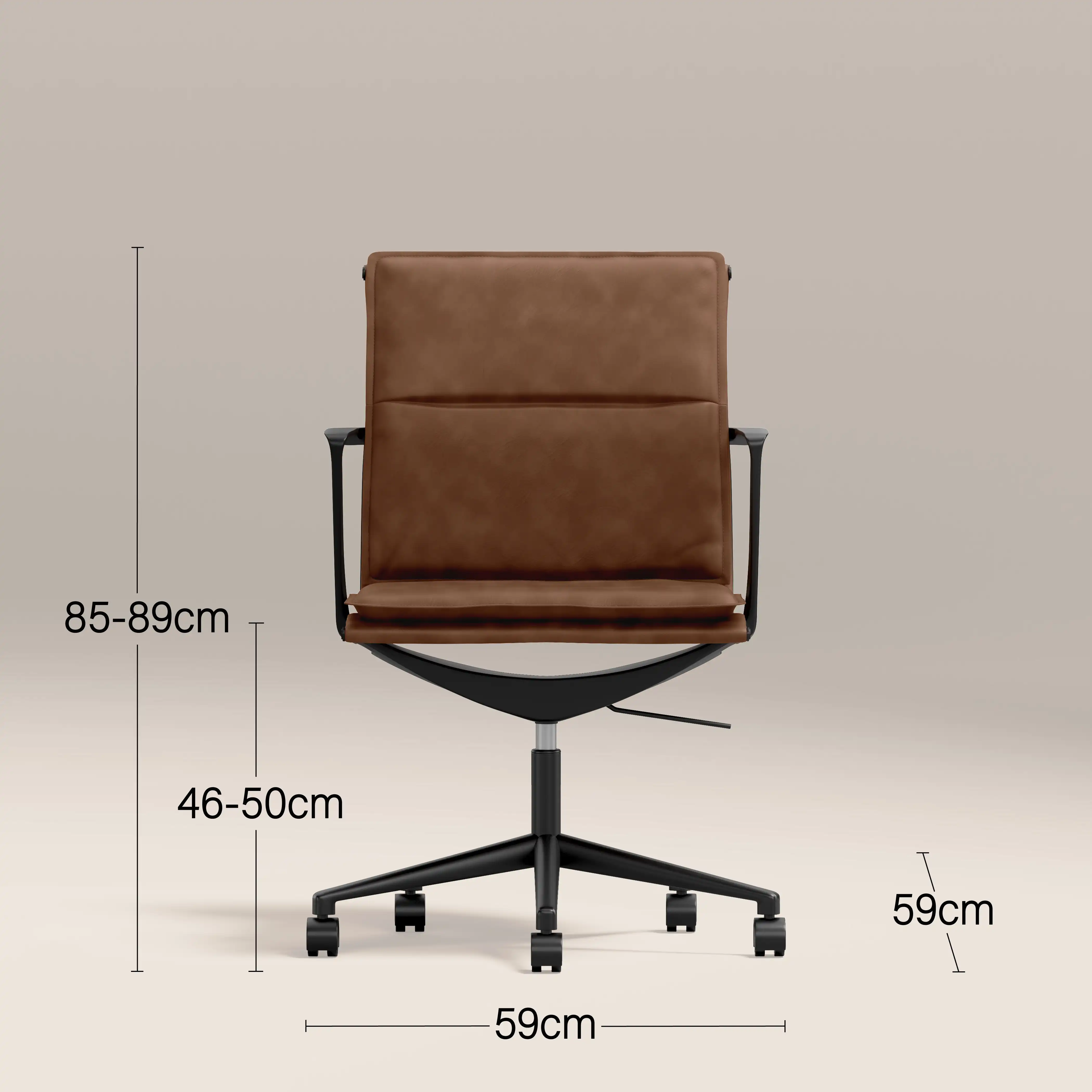 Bria Office Chair | Vintage Tan Faux Leather & Black - Image 7