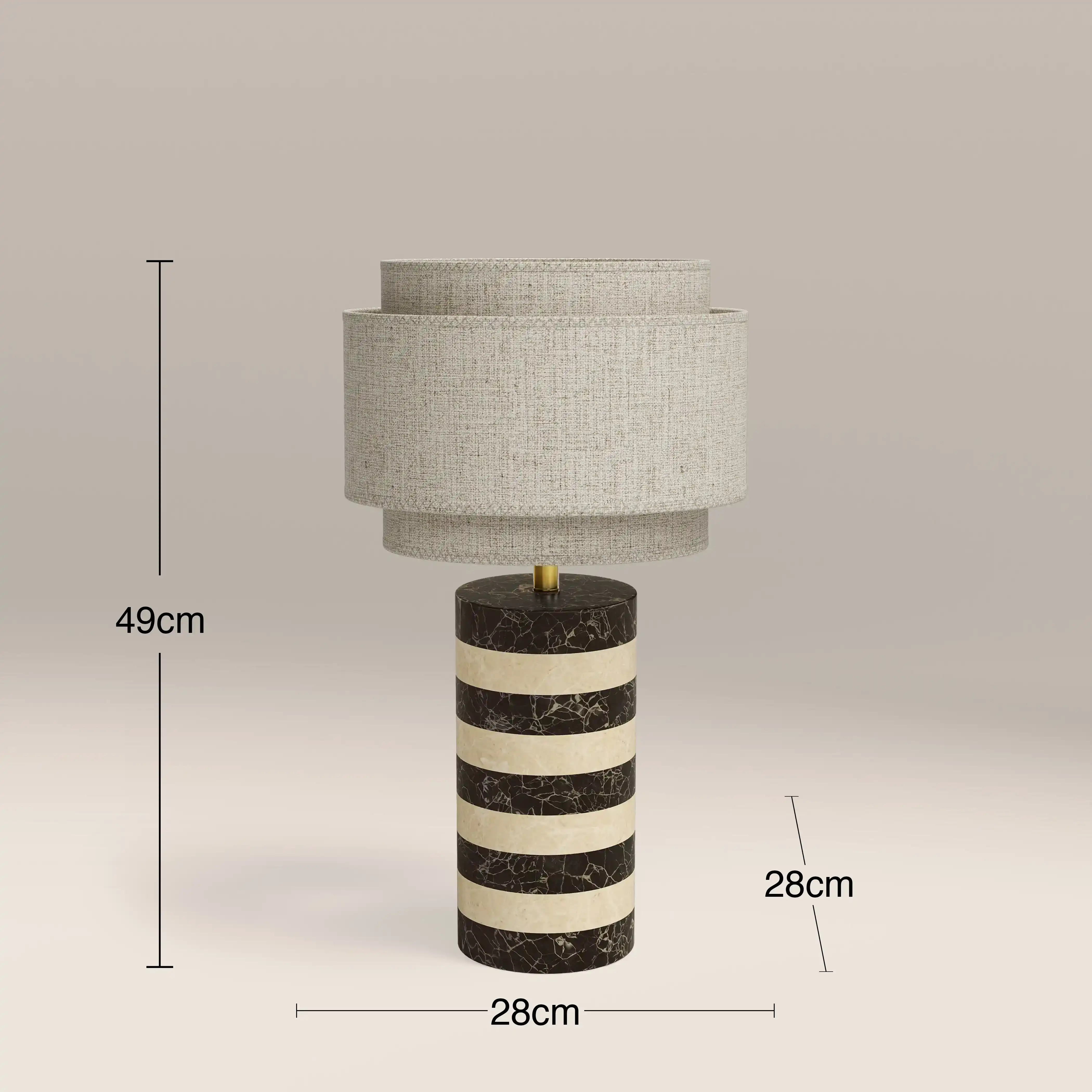 Briar Table Lamp | Chocolate Brown Marble & Natural Travertine - Image 4