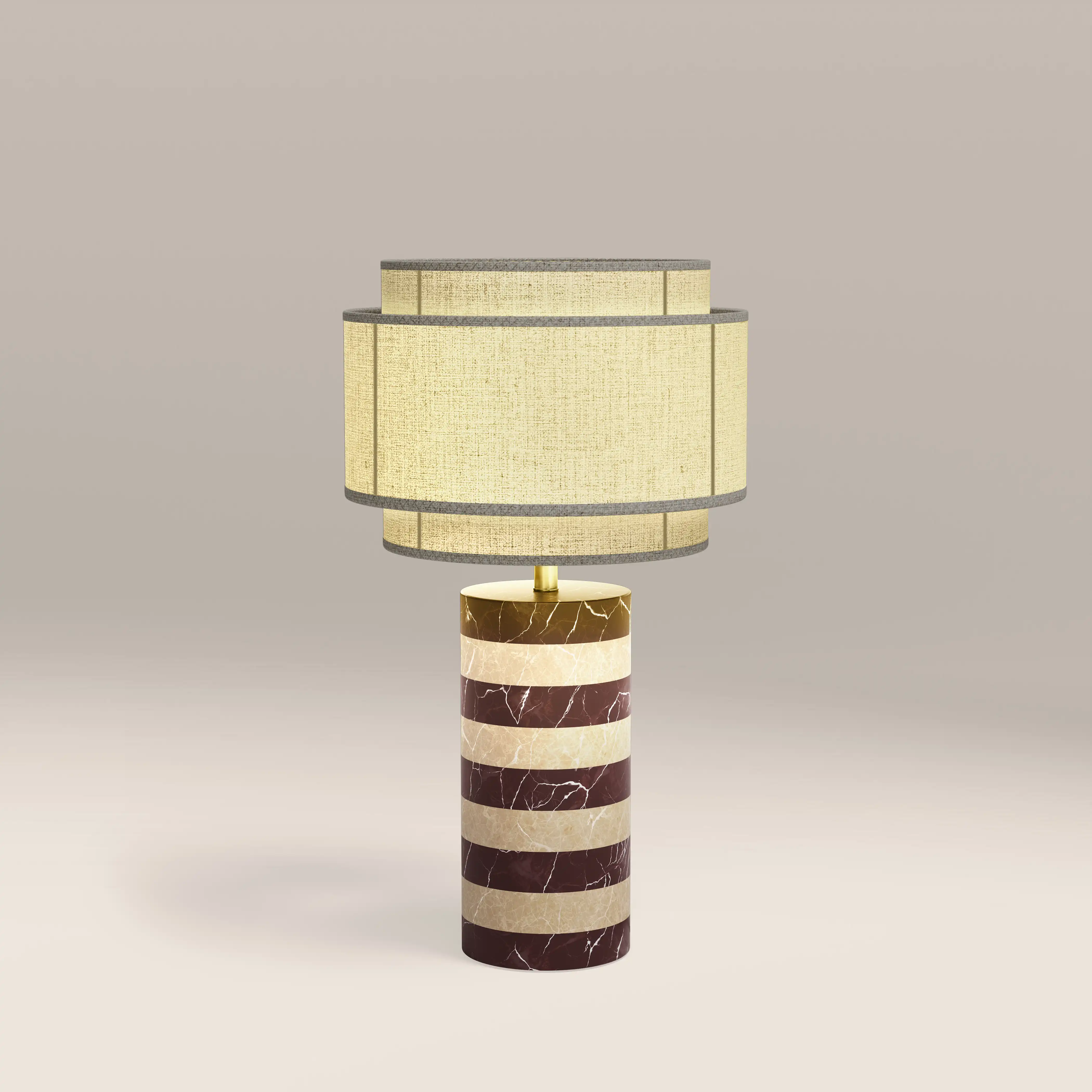Briar Table Lamp | Dark Red Marble & Natural Travertine - Image 3