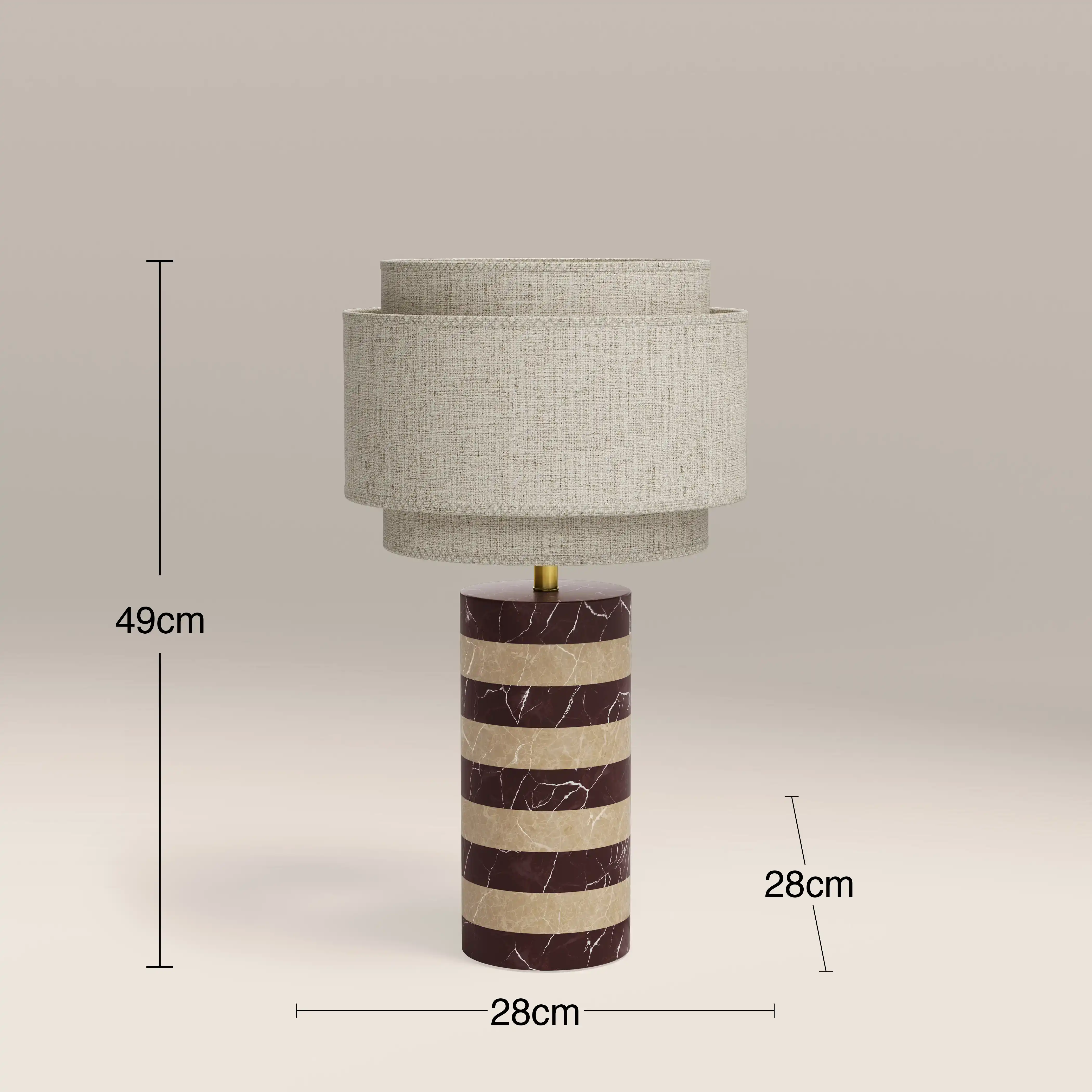 Briar Table Lamp | Dark Red Marble & Natural Travertine - Image 4