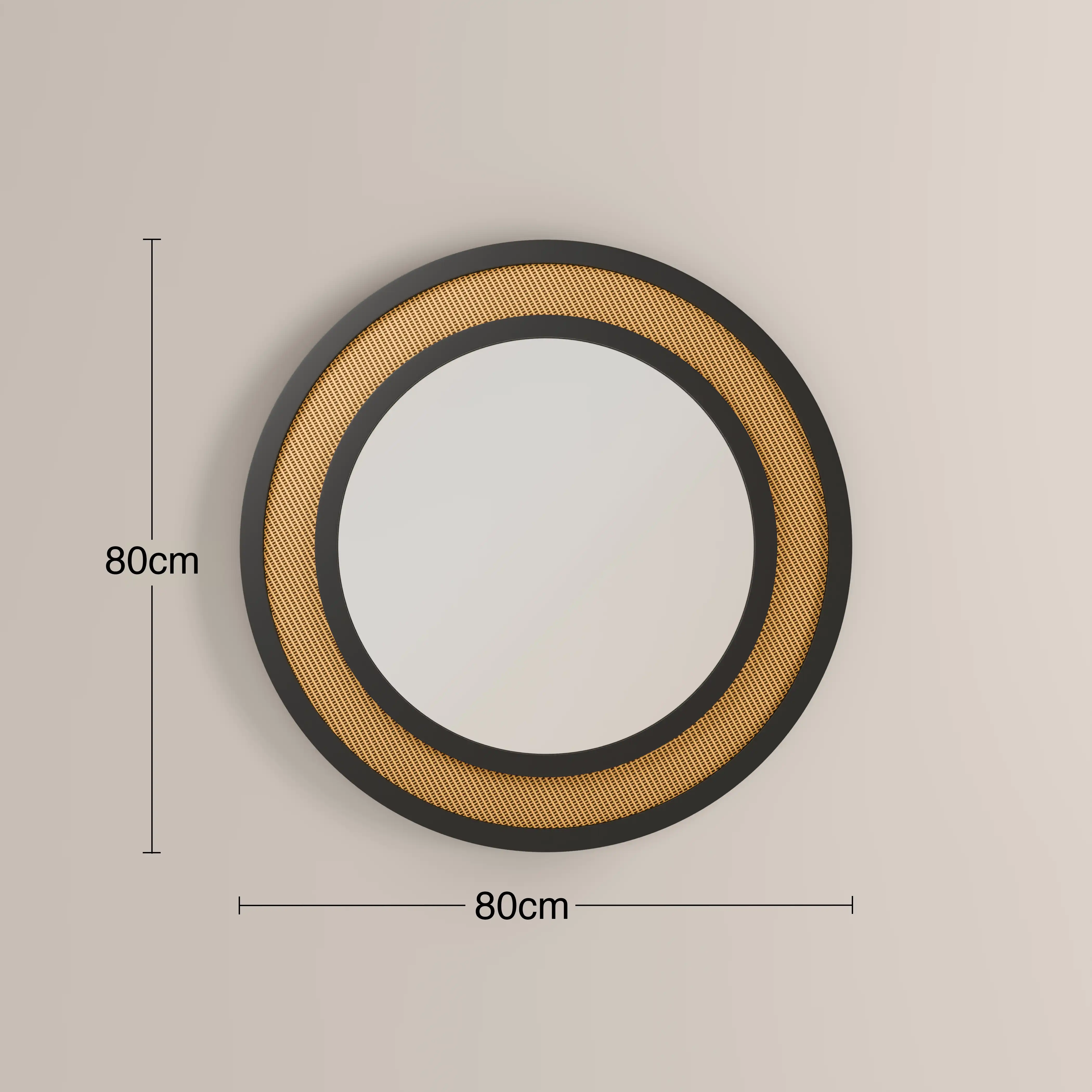 Brook Round Wall Mirror,  80 cm| Rattan - Image 3