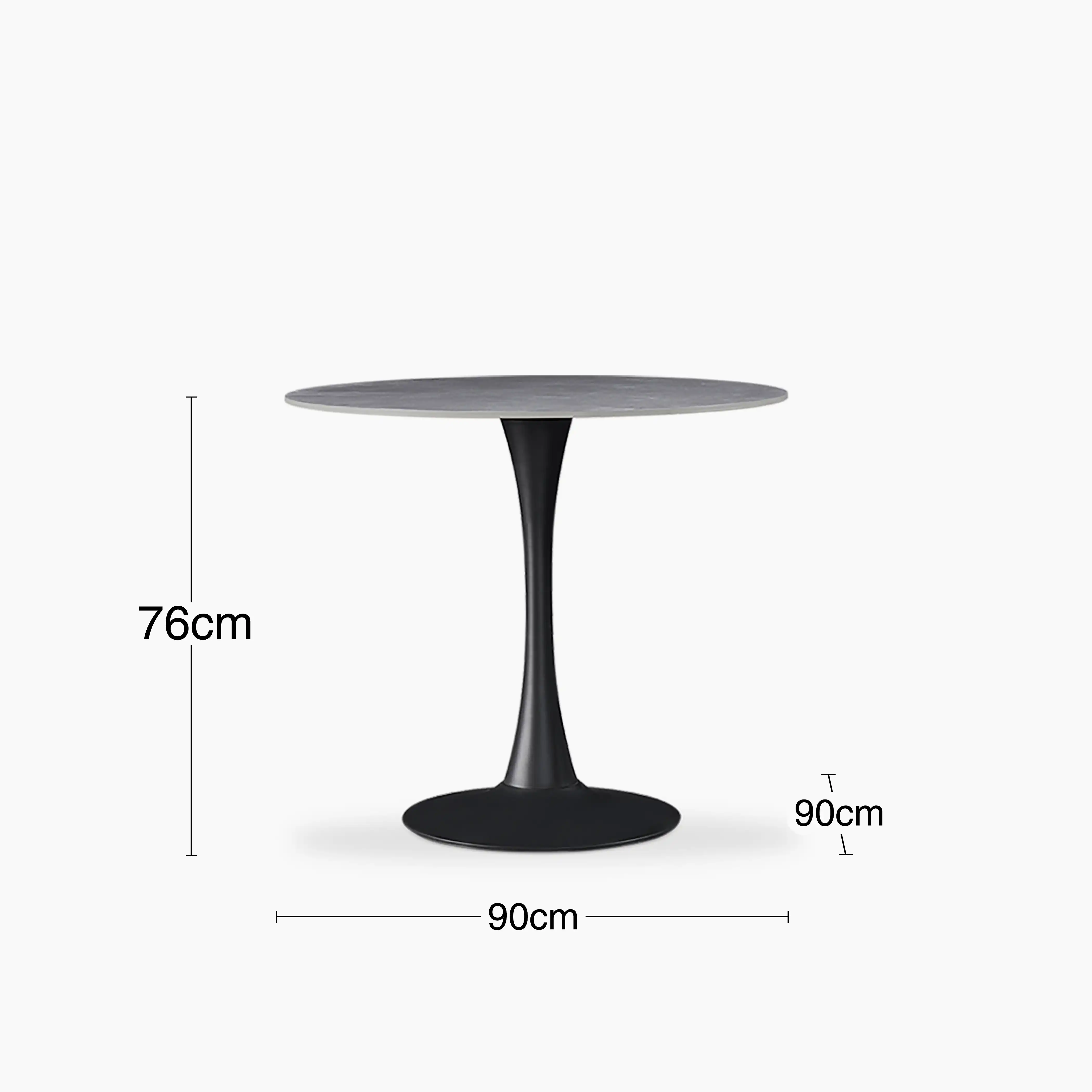 Byre 2 Seat Round Dining Table | Grey Ceramic & Black - Image 5