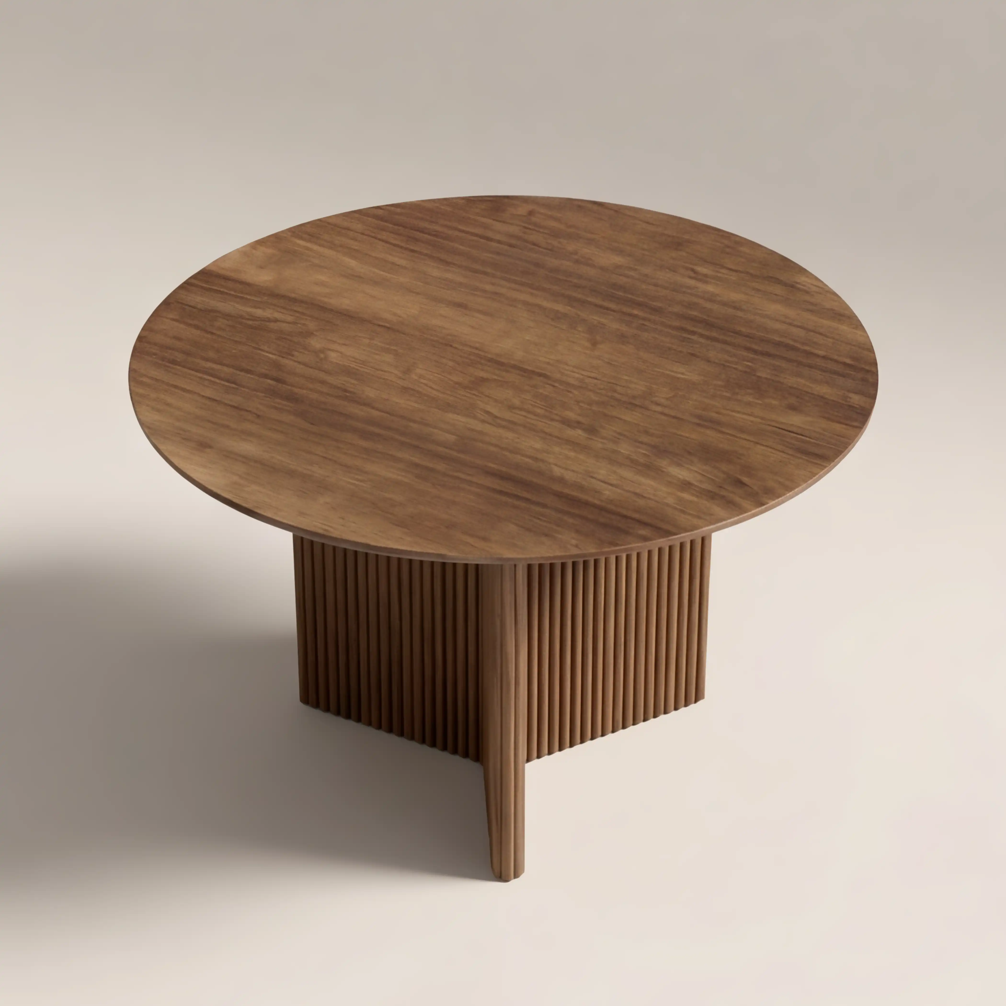 Caleb 4 Seat Round Wooden Dining Table | Walnut - Image 4