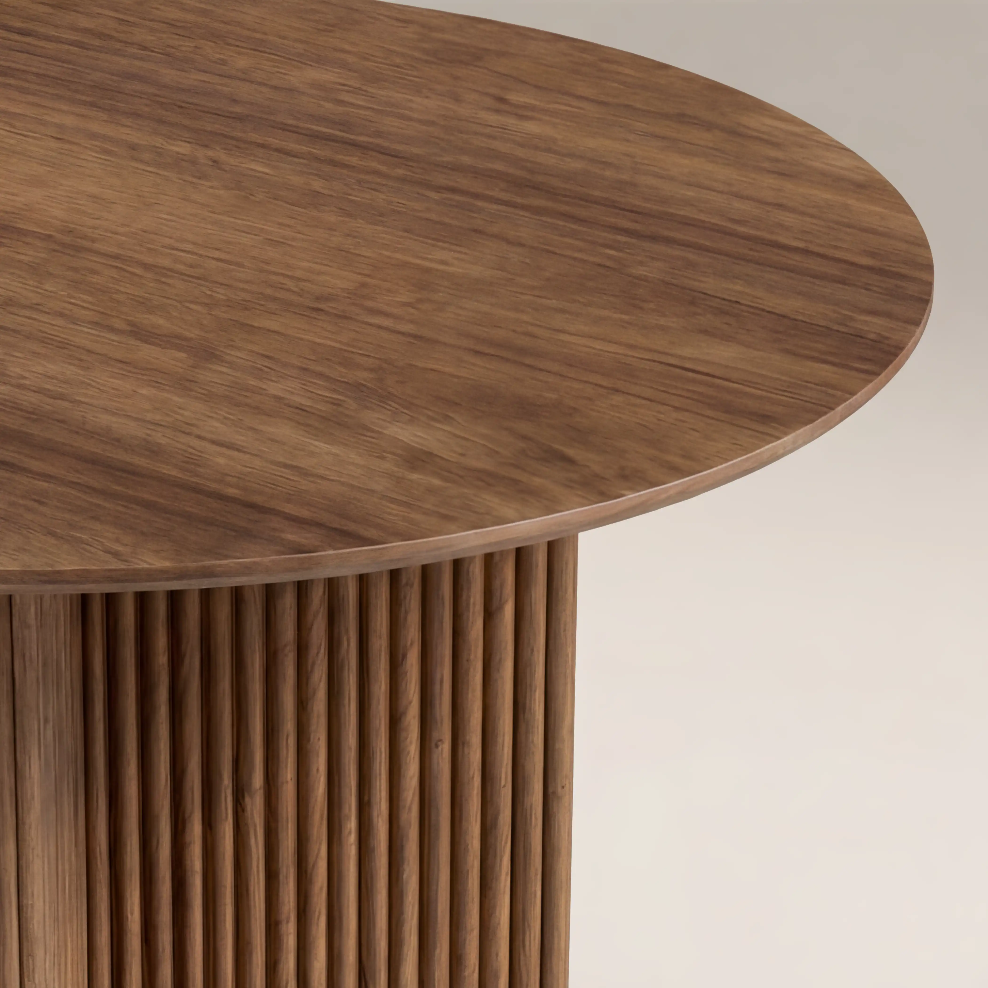 Caleb 4 Seat Round Wooden Dining Table | Walnut - Image 5