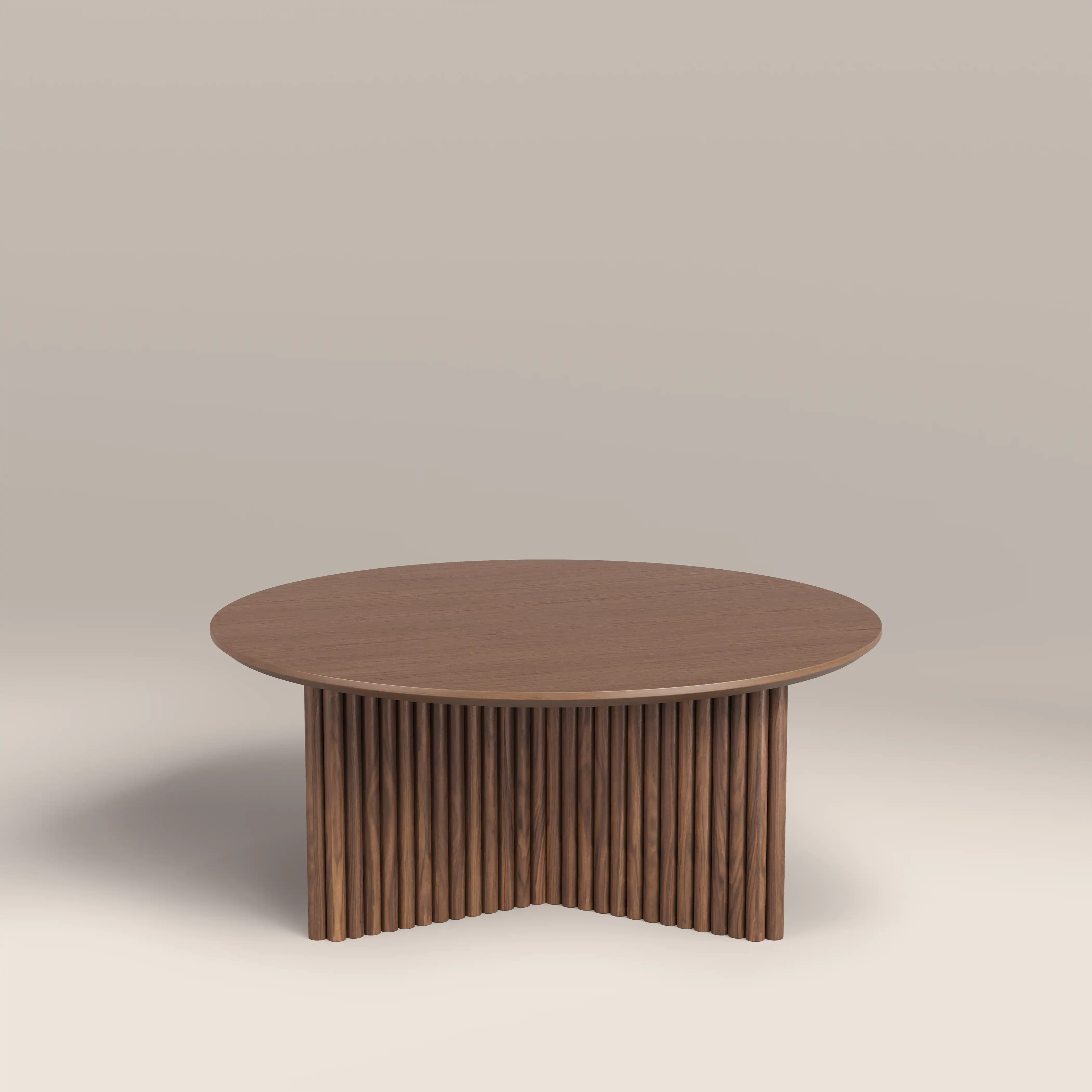 Caleb Round Wooden Coffee Table | Walnut - Image 2
