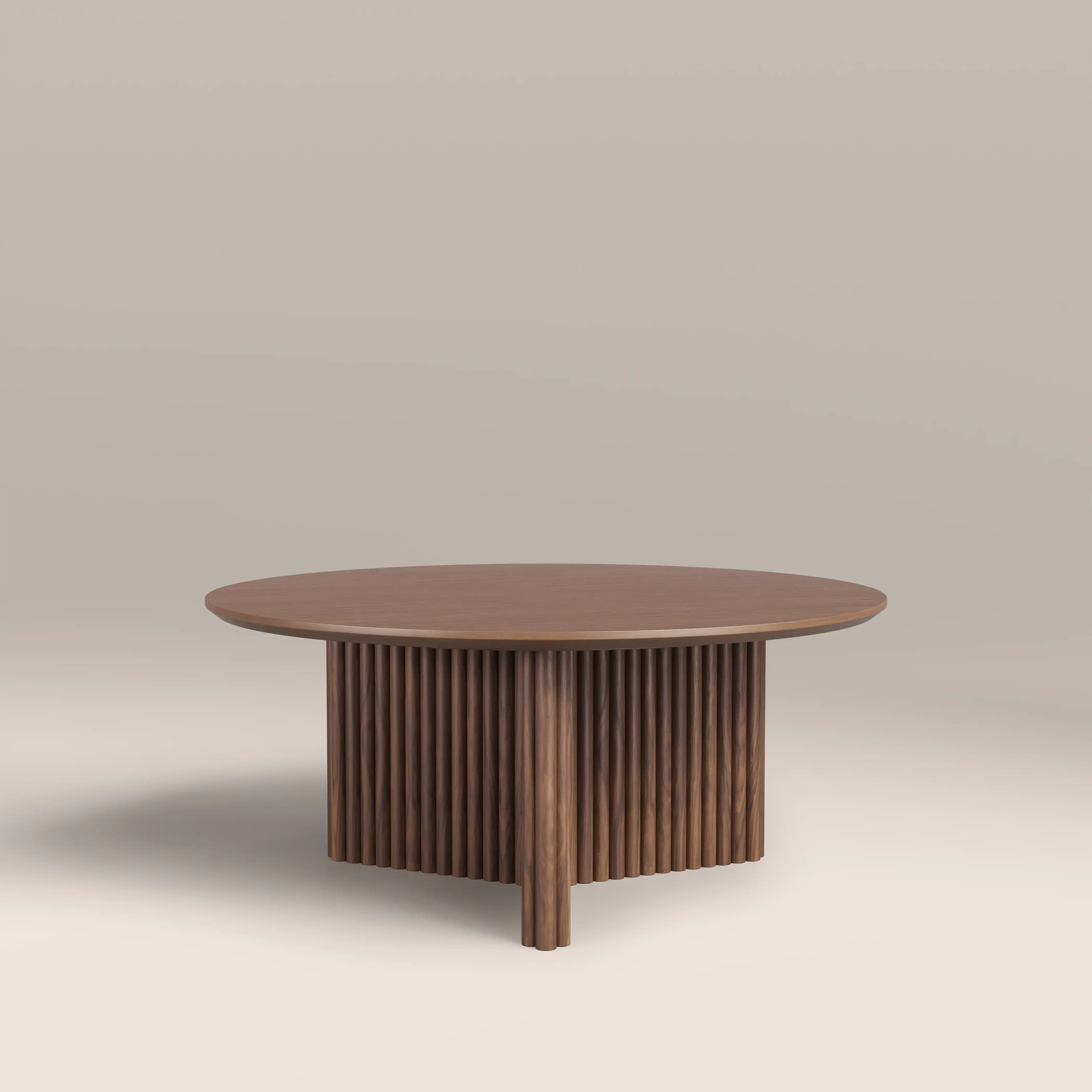 Caleb Round Wooden Coffee Table | Walnut - Image 5