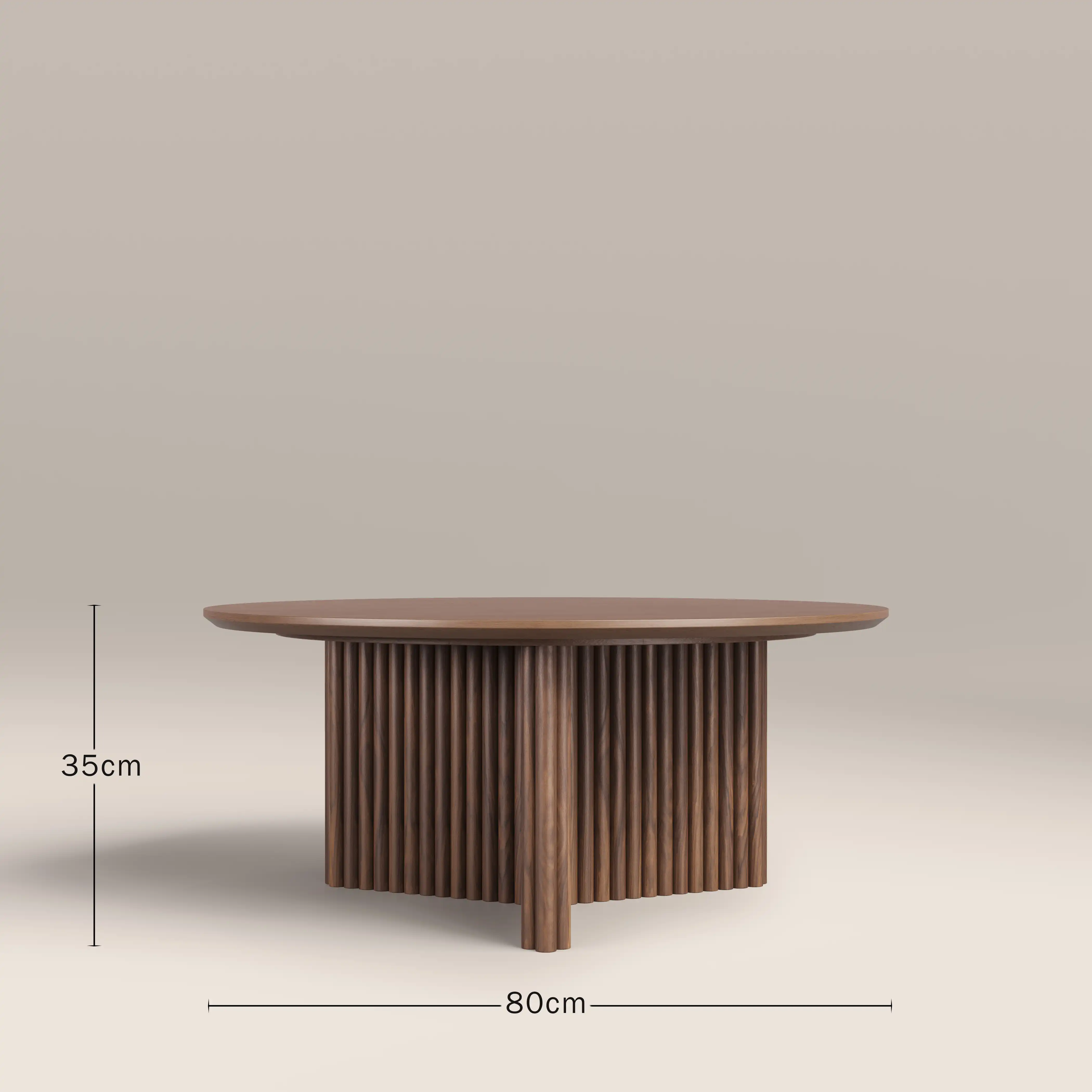 Caleb Round Wooden Coffee Table | Walnut - Image 6