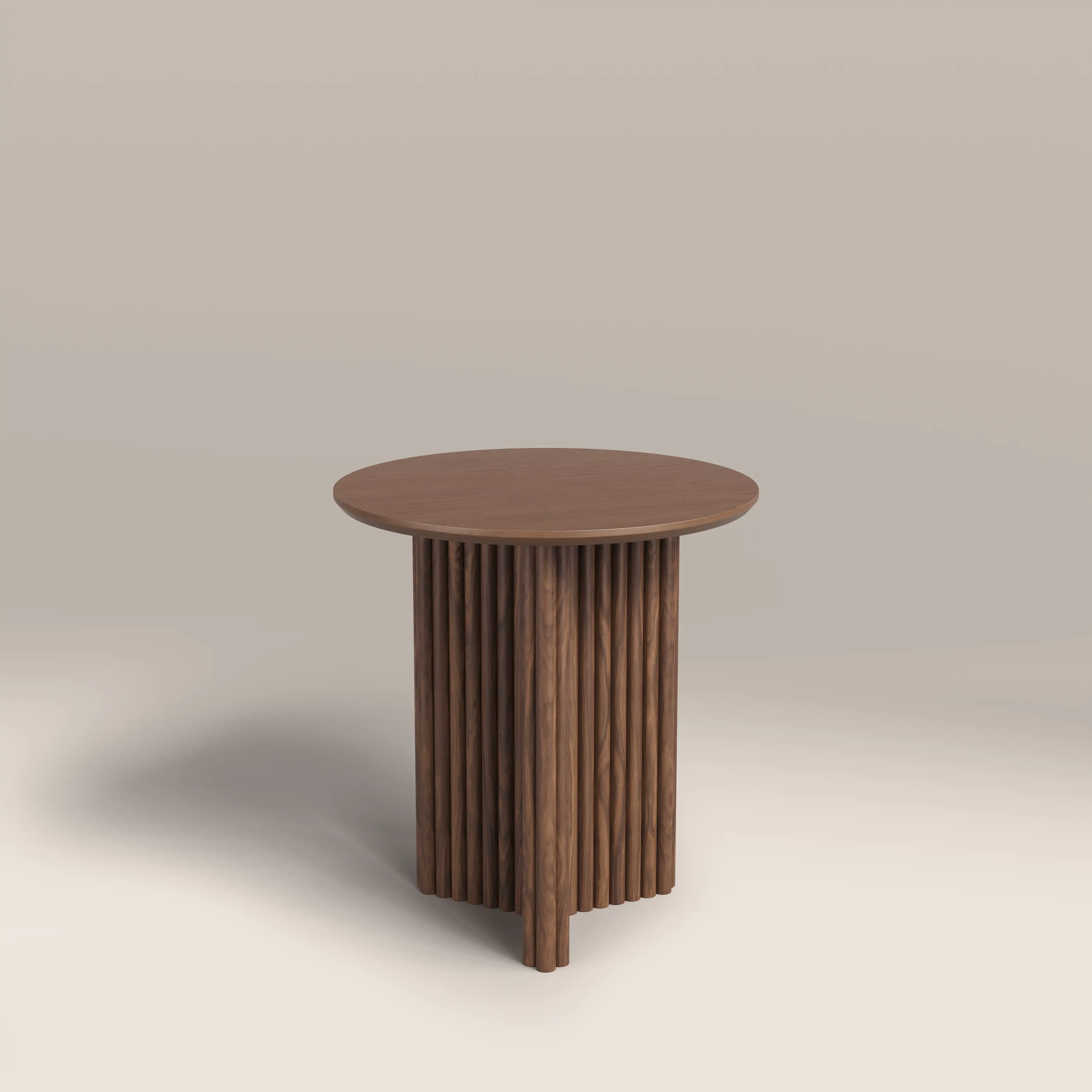 Caleb Round Wooden Side Table | Walnut - Image 2