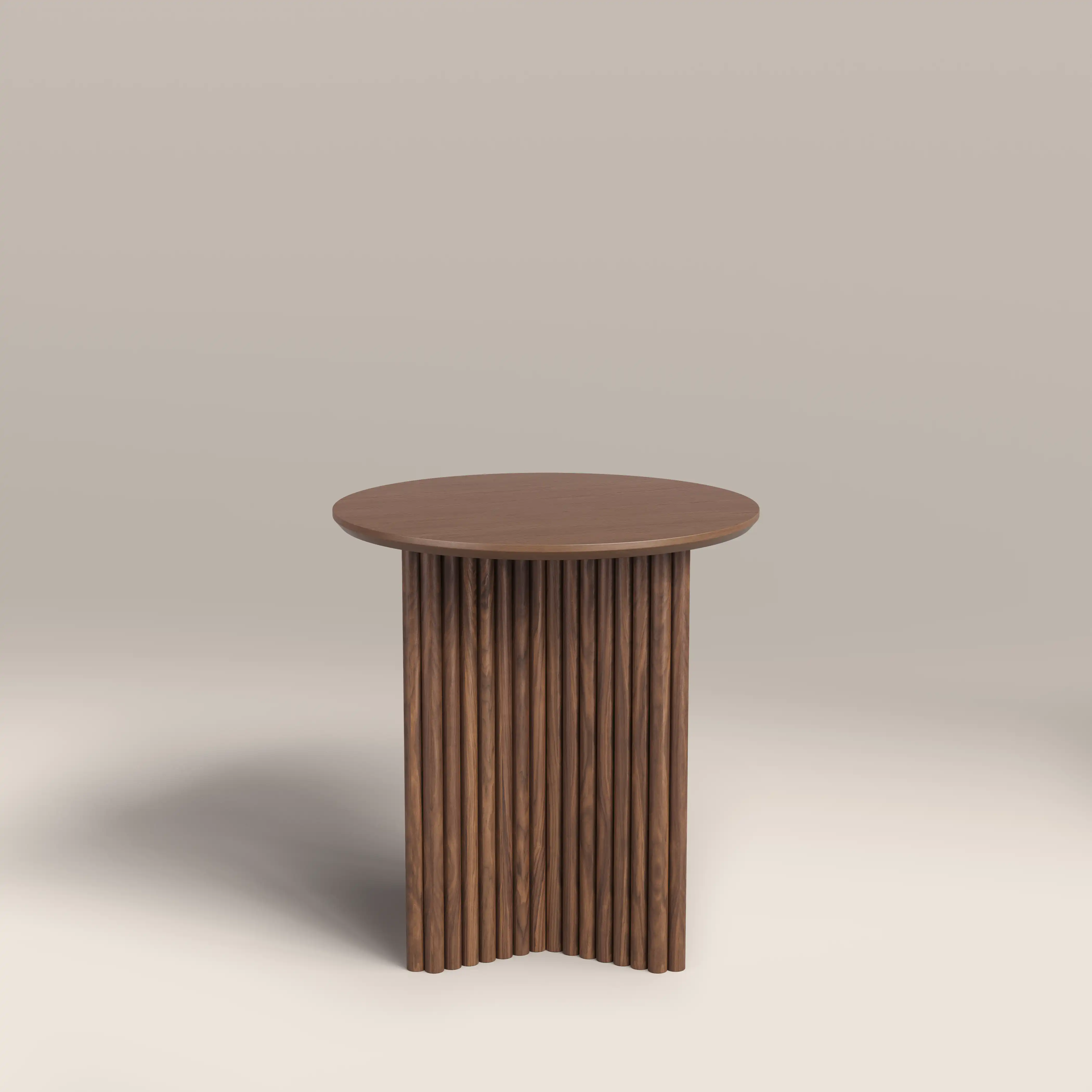 Caleb Round Wooden Side Table | Walnut - Image 3