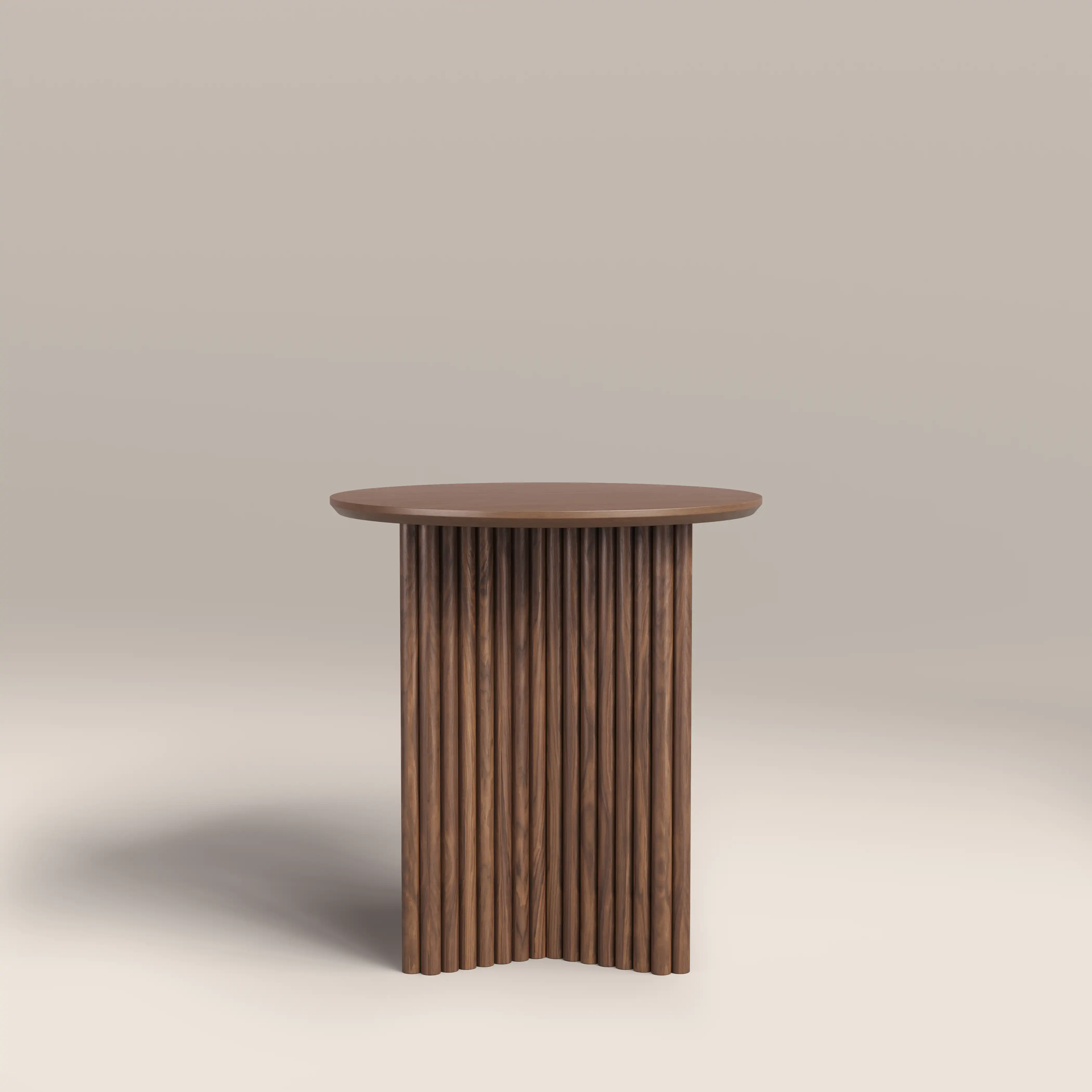 Caleb Round Wooden Side Table | Walnut - Image 4