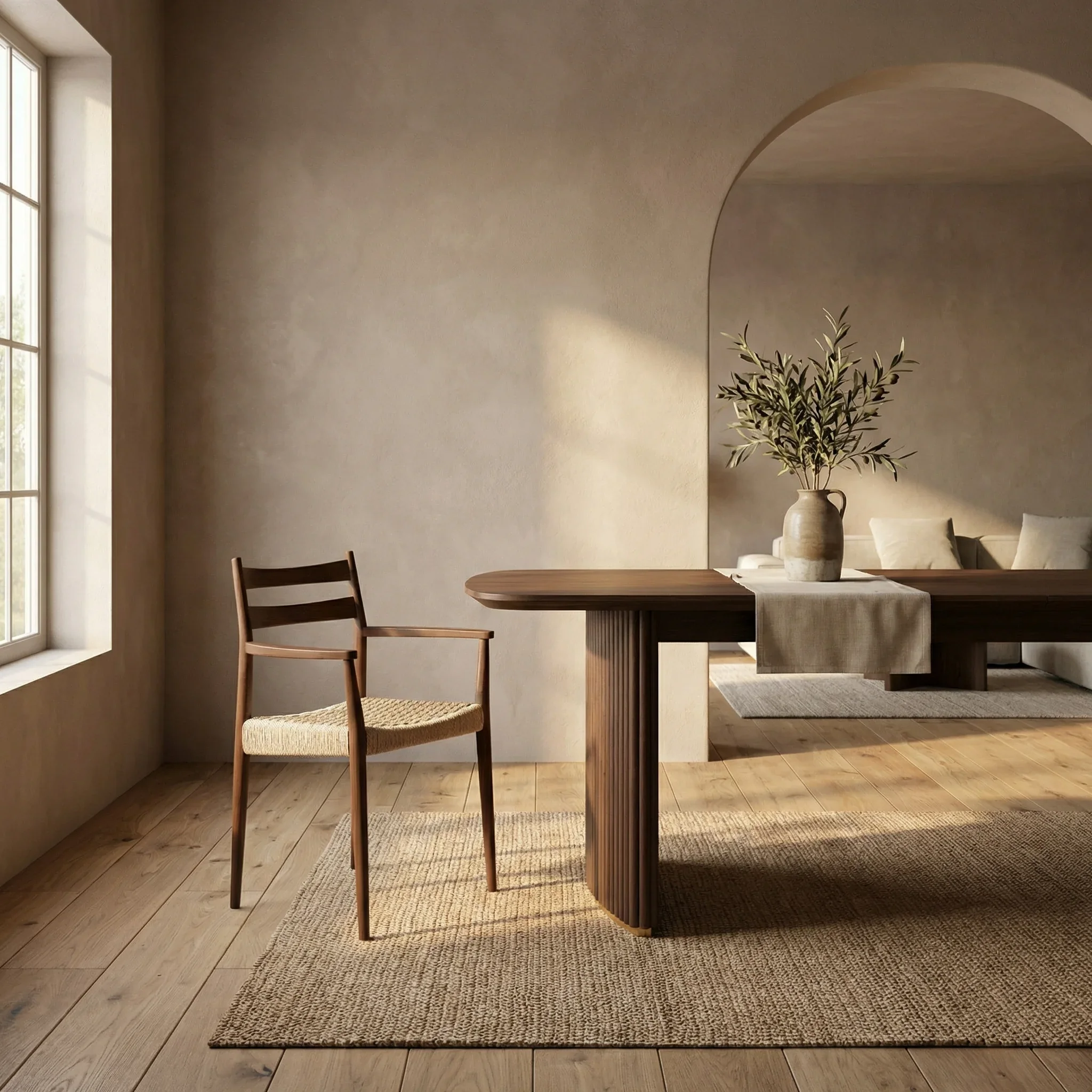 Caleb Wooden Carver Dining Chair | Natural Weave & Walnut - Image 2