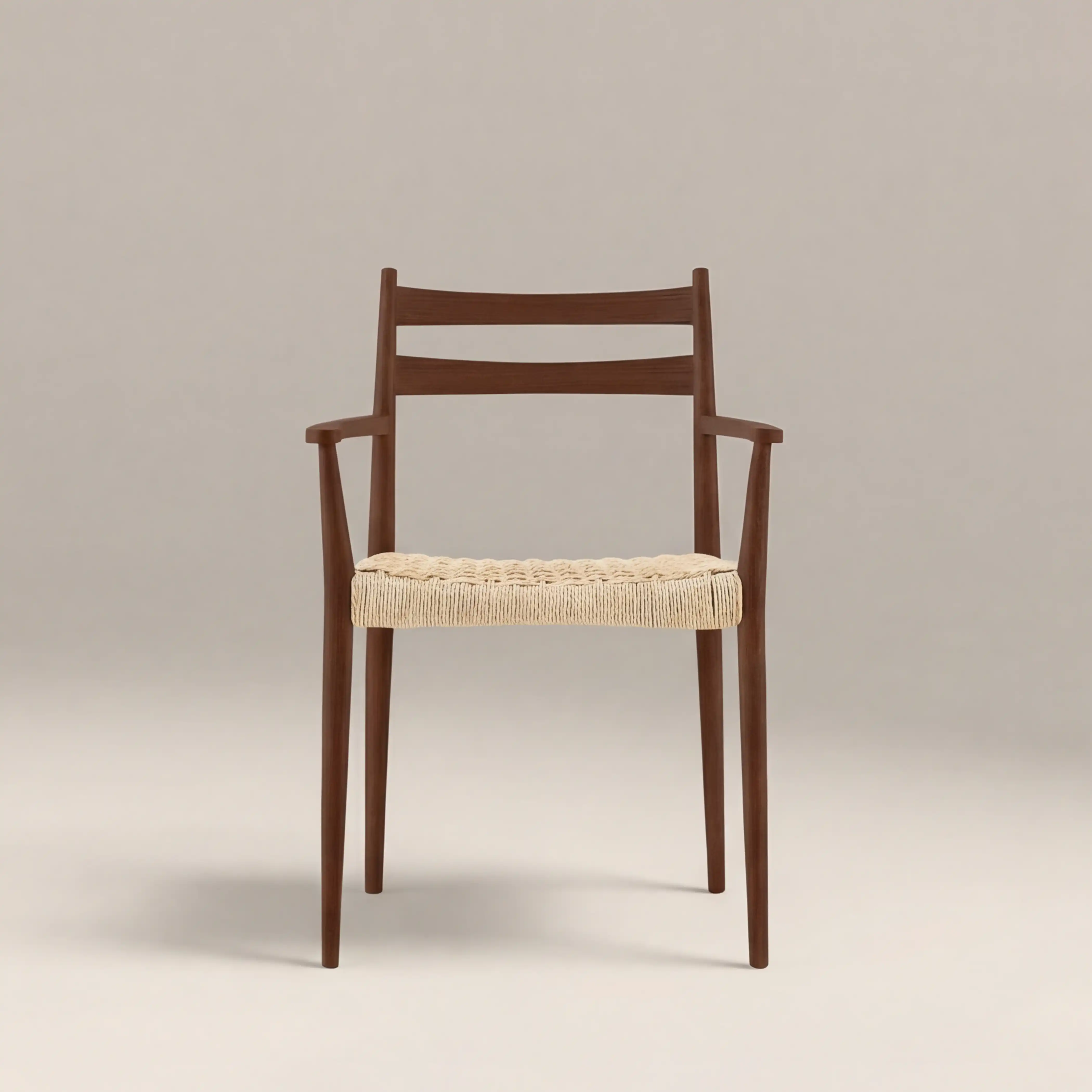 Caleb Wooden Carver Dining Chair | Natural Weave & Walnut - Image 3