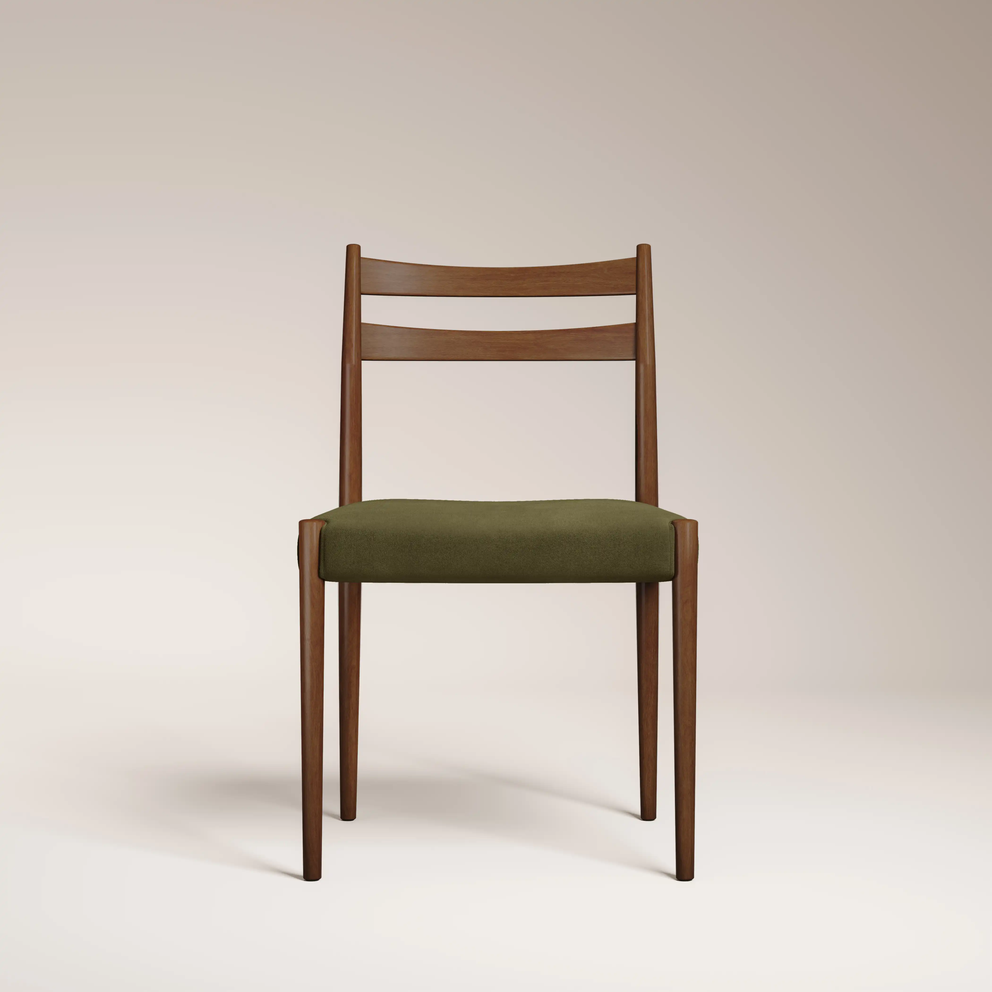 Caleb Wooden Dining Chair | Moss Green Sustainable Mohair Velvet & Walnut - Image 3