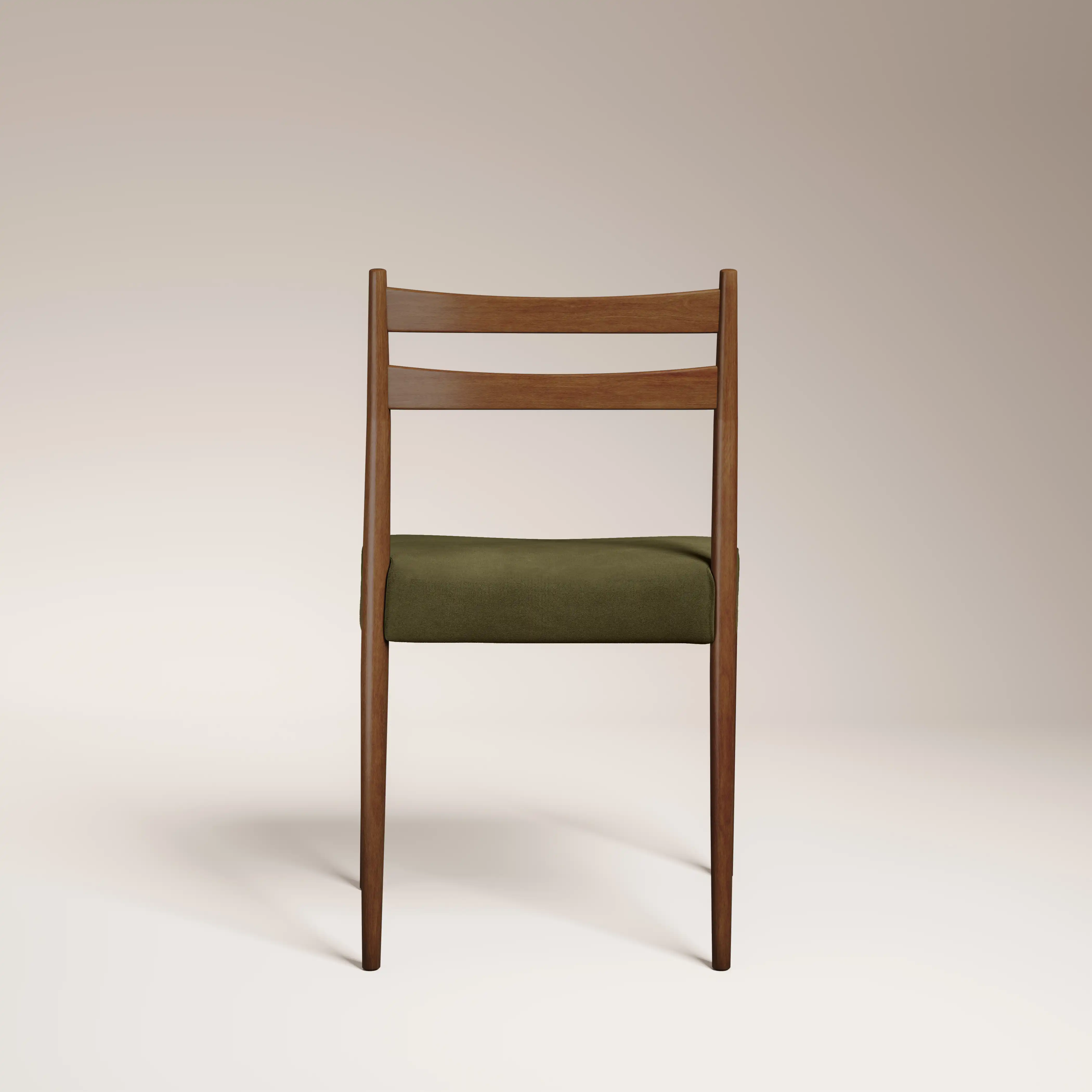 Caleb Wooden Dining Chair | Moss Green Sustainable Mohair Velvet & Walnut - Image 7