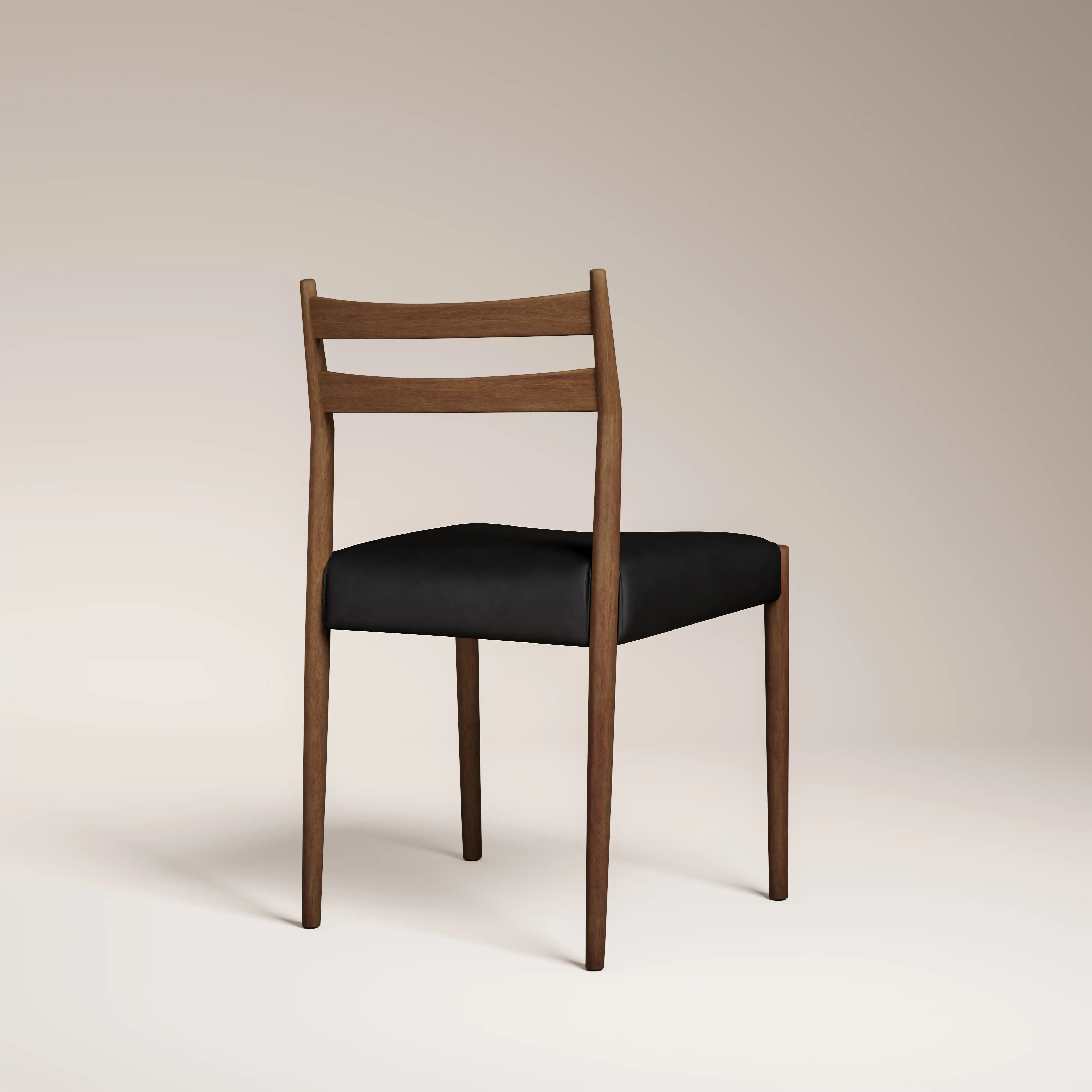 Caleb Wooden Dining Chair | Noir Black Faux Leather & Walnut - Image 5